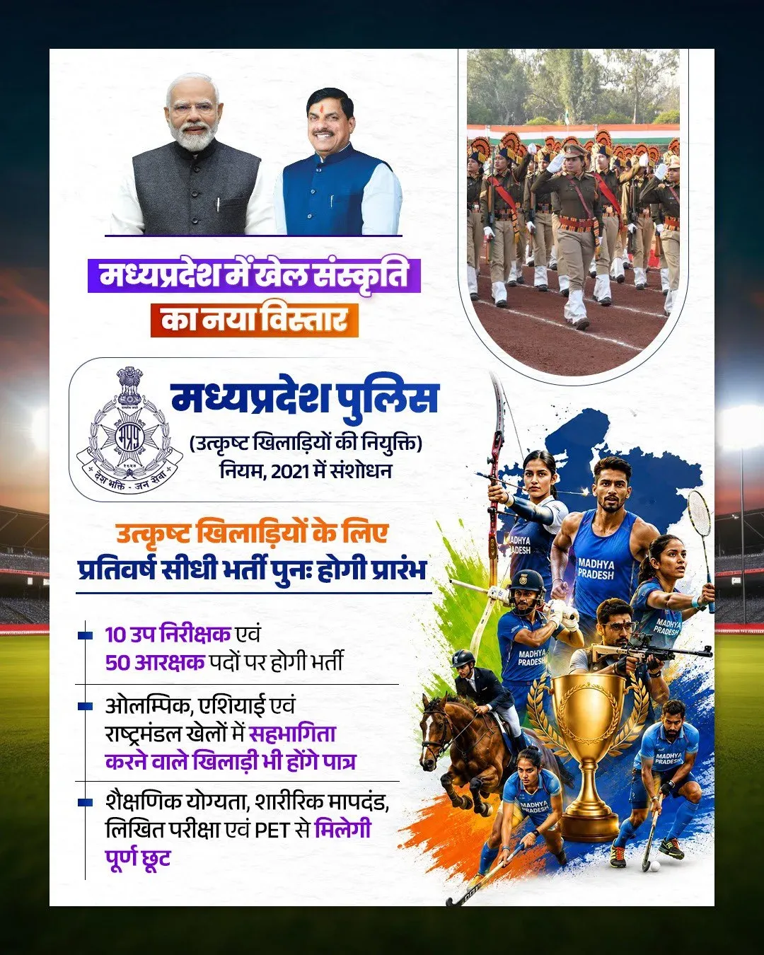 CM Mohan Yadav Restores Annual Police Recruitment for Top Athletes in MP