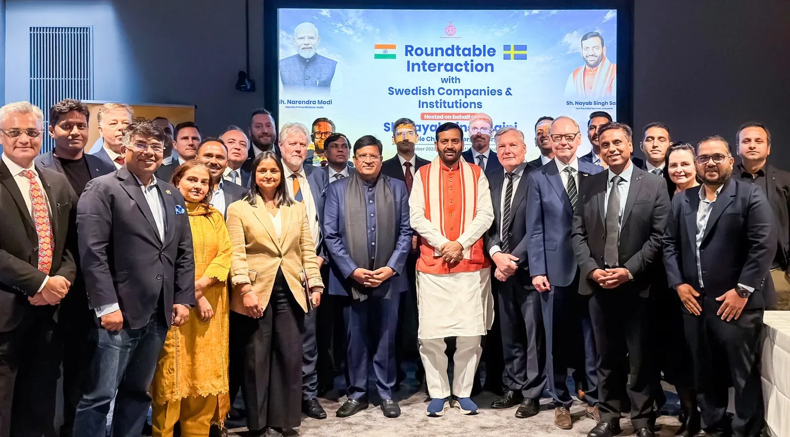 CM Nayab Saini Courts Swedish Industry in Stockholm Roundtable