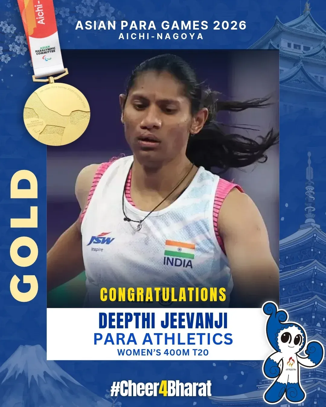CM Nayab Saini hails Deepthi Jeevanji's Asian Para Games gold