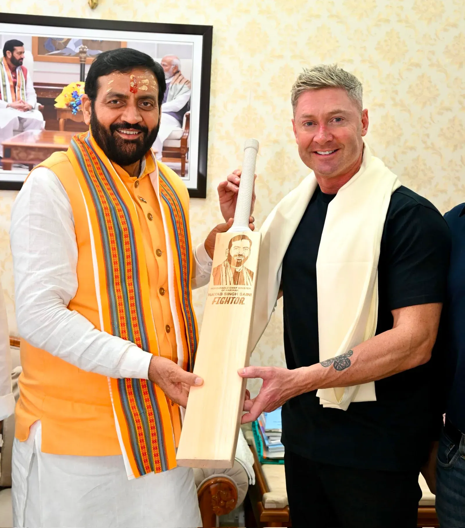 CM Nayab Saini Meets Ex-Australia Captain Michael Clarke