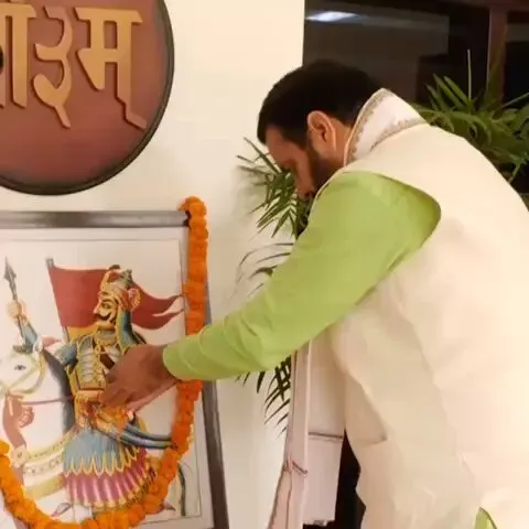 CM Nayab Saini Pays Floral Tribute to Maharana Pratap in Chandigarh
