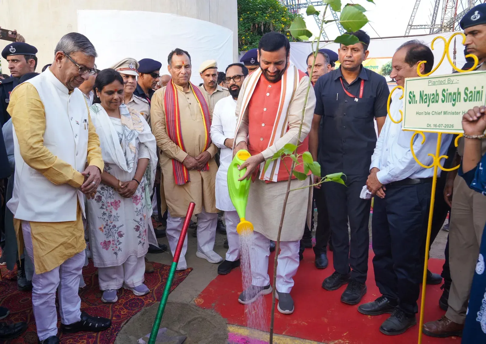 CM Nayab Saini Plants Saplings Under Swachhata Se Swagat Drive in Jind