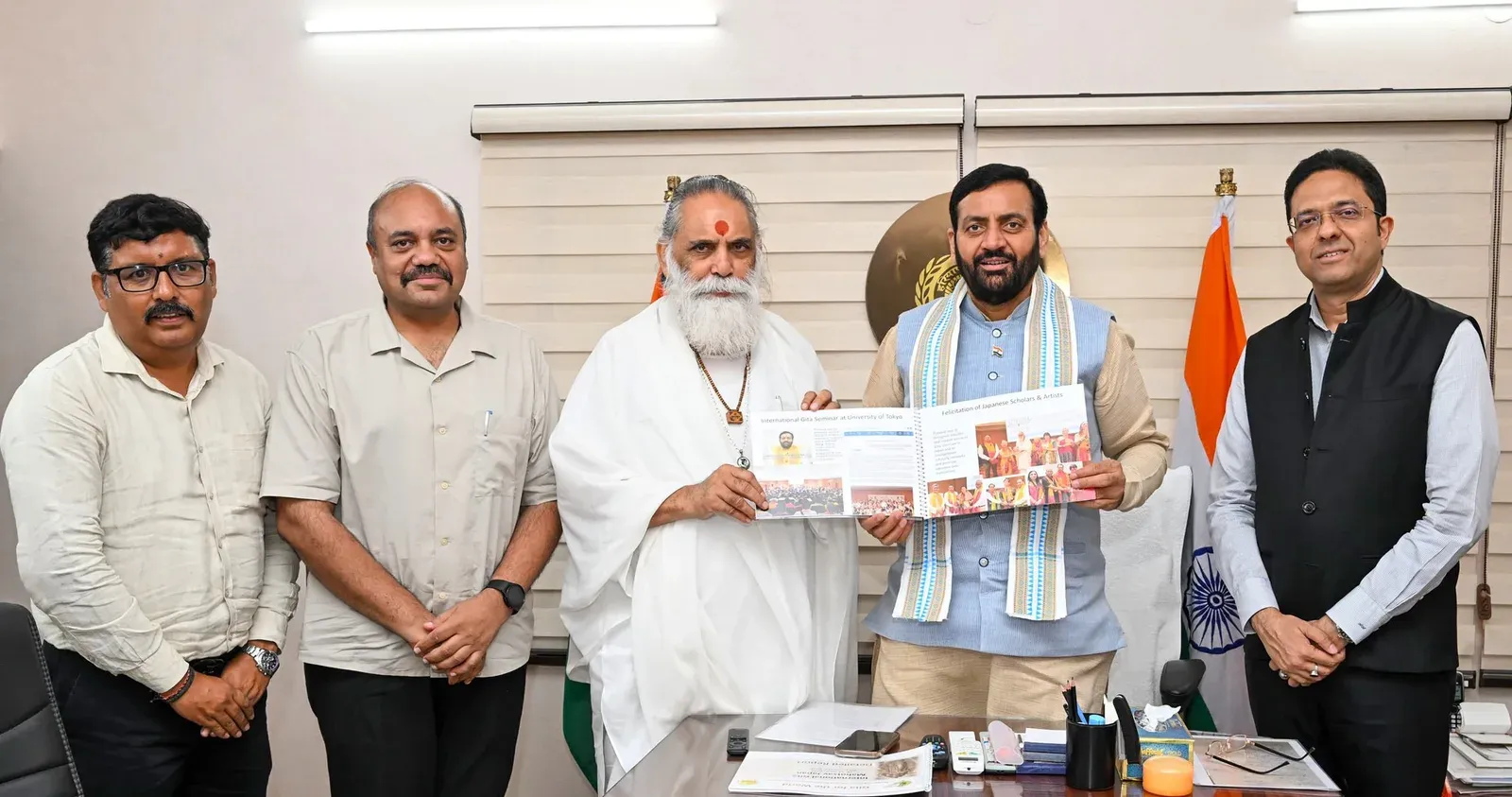CM Nayab Saini Receives Geeta Manishi at Chandigarh Residence