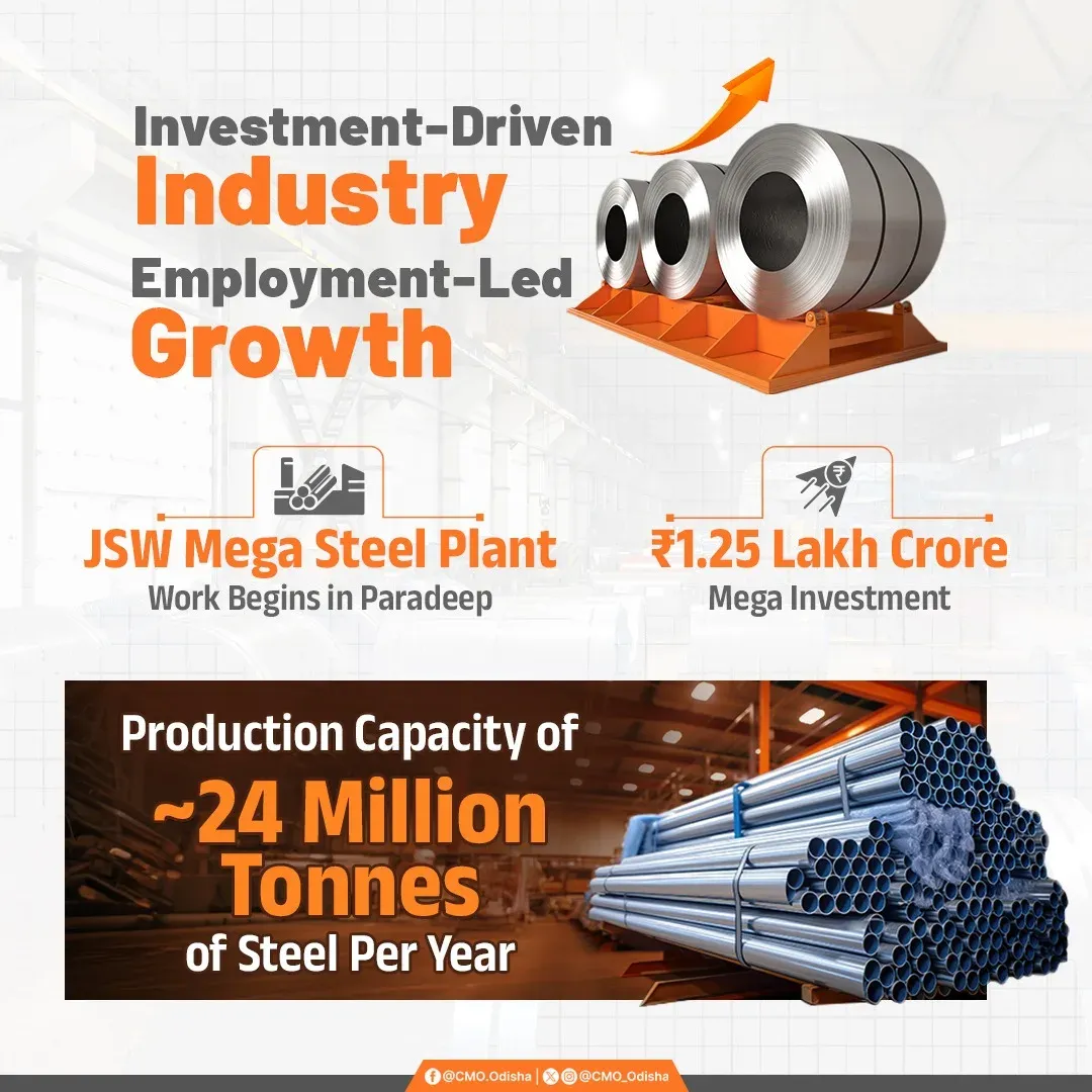 CM Odisha: JSW Mega Steel Plant Work Begins at Paradeep