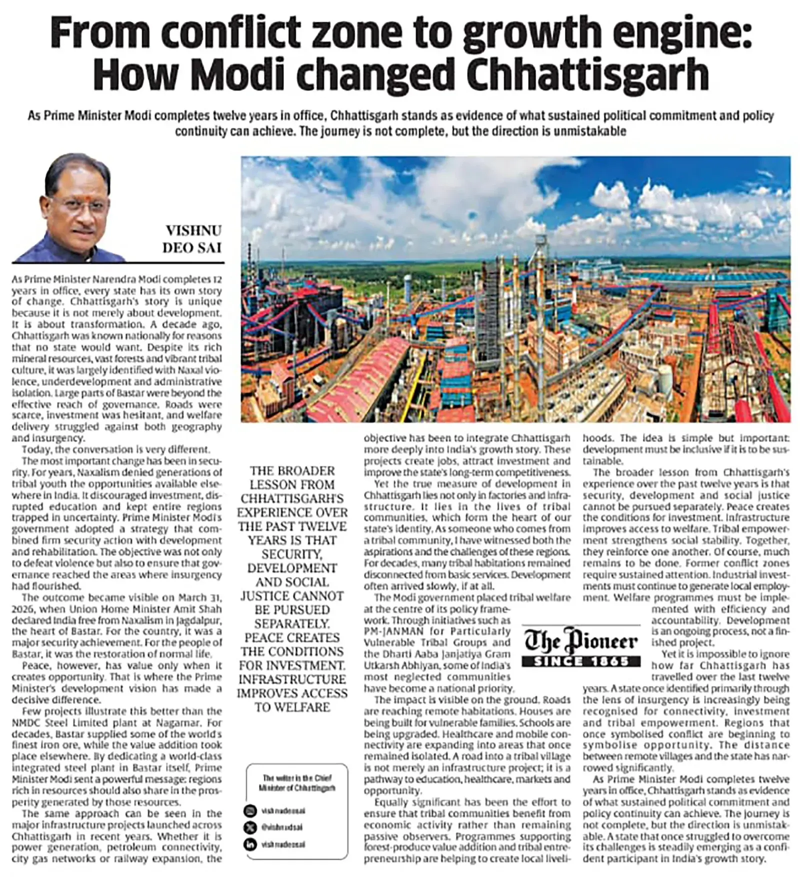 CM Office Credits Modi's Decade for Chhattisgarh's Growth