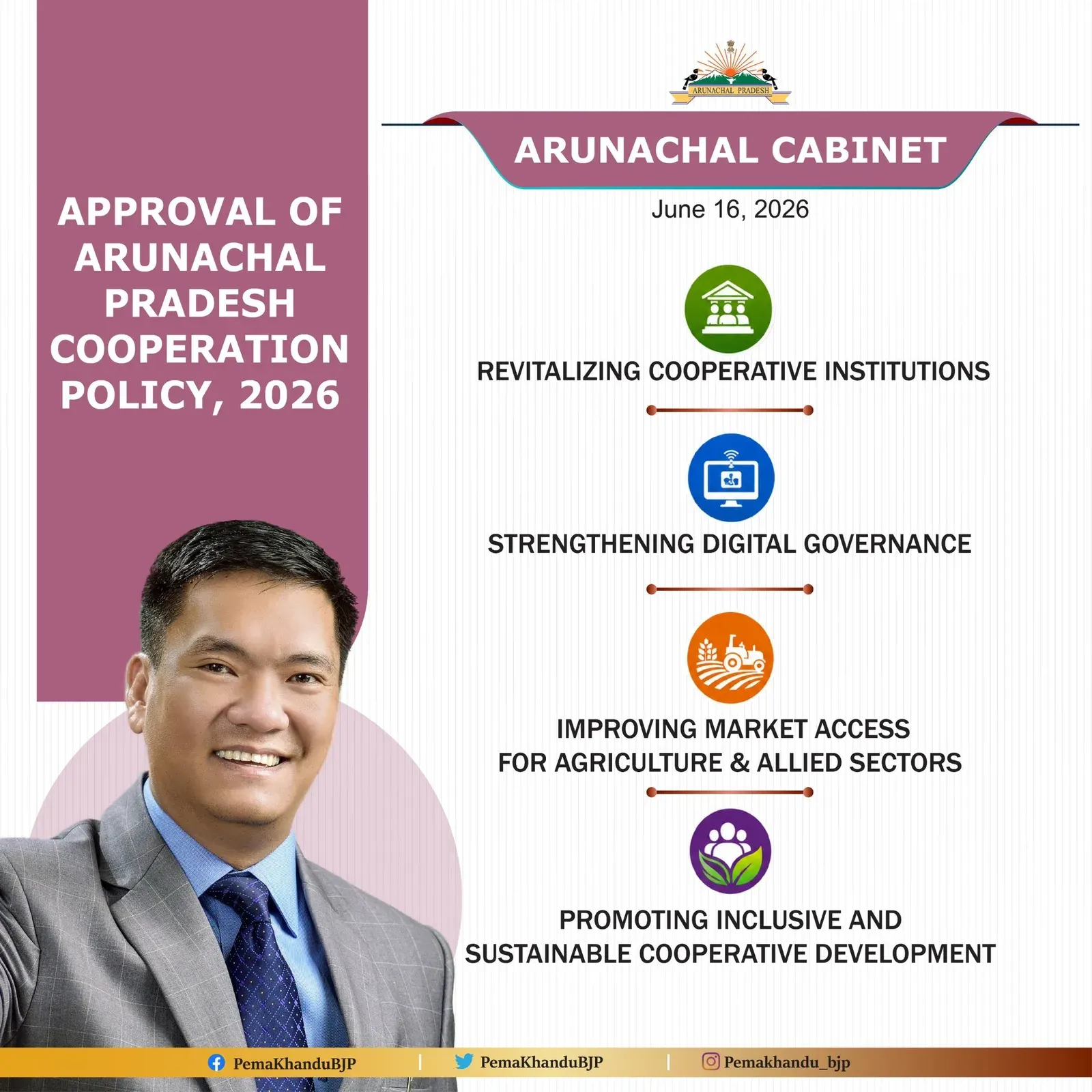 CM Pema Khandu: Arunachal Cabinet Clears Cooperation Policy 2026