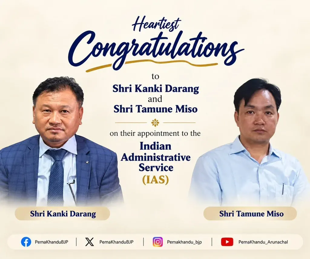 CM Pema Khandu Congratulates Two Arunachal Officers on IAS Appointment