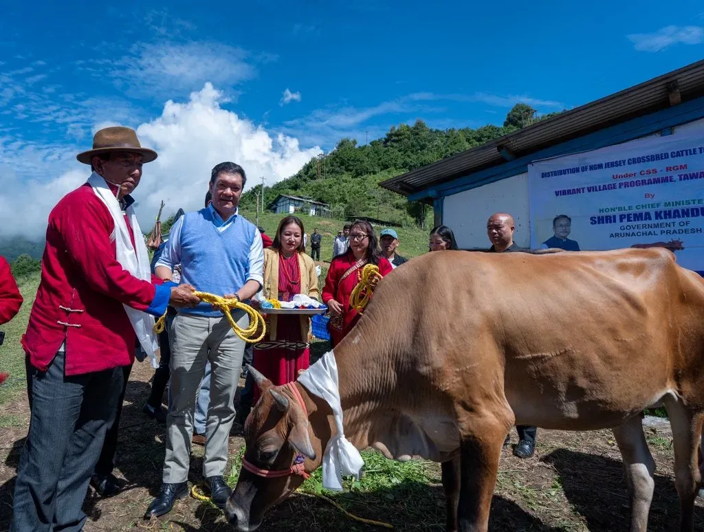CM Pema Khandu distributes HGM cattle in Tawang under Vibrant Village Programme