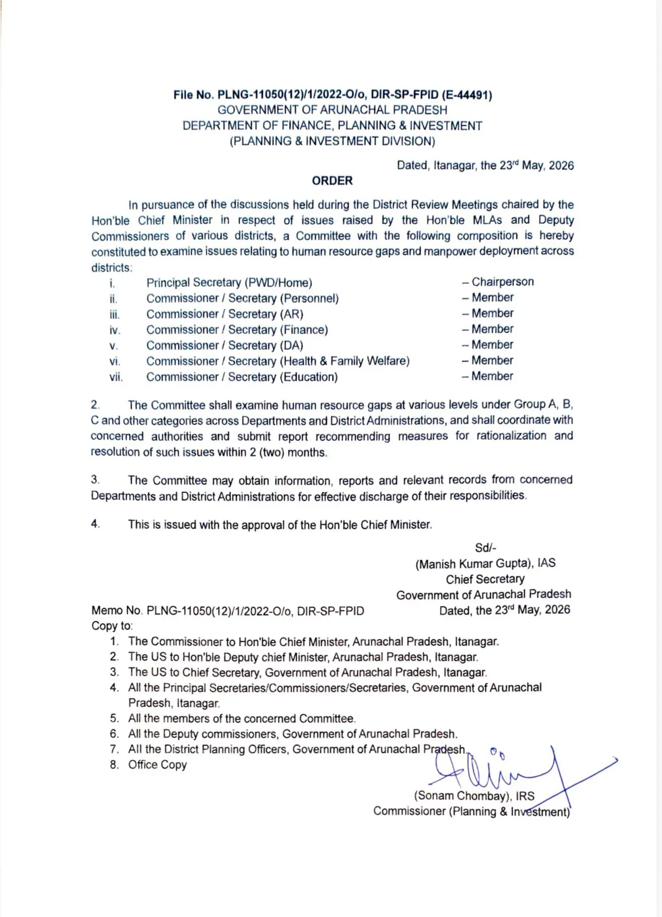 CM Pema Khandu Forms 3 Committees After District Reviews