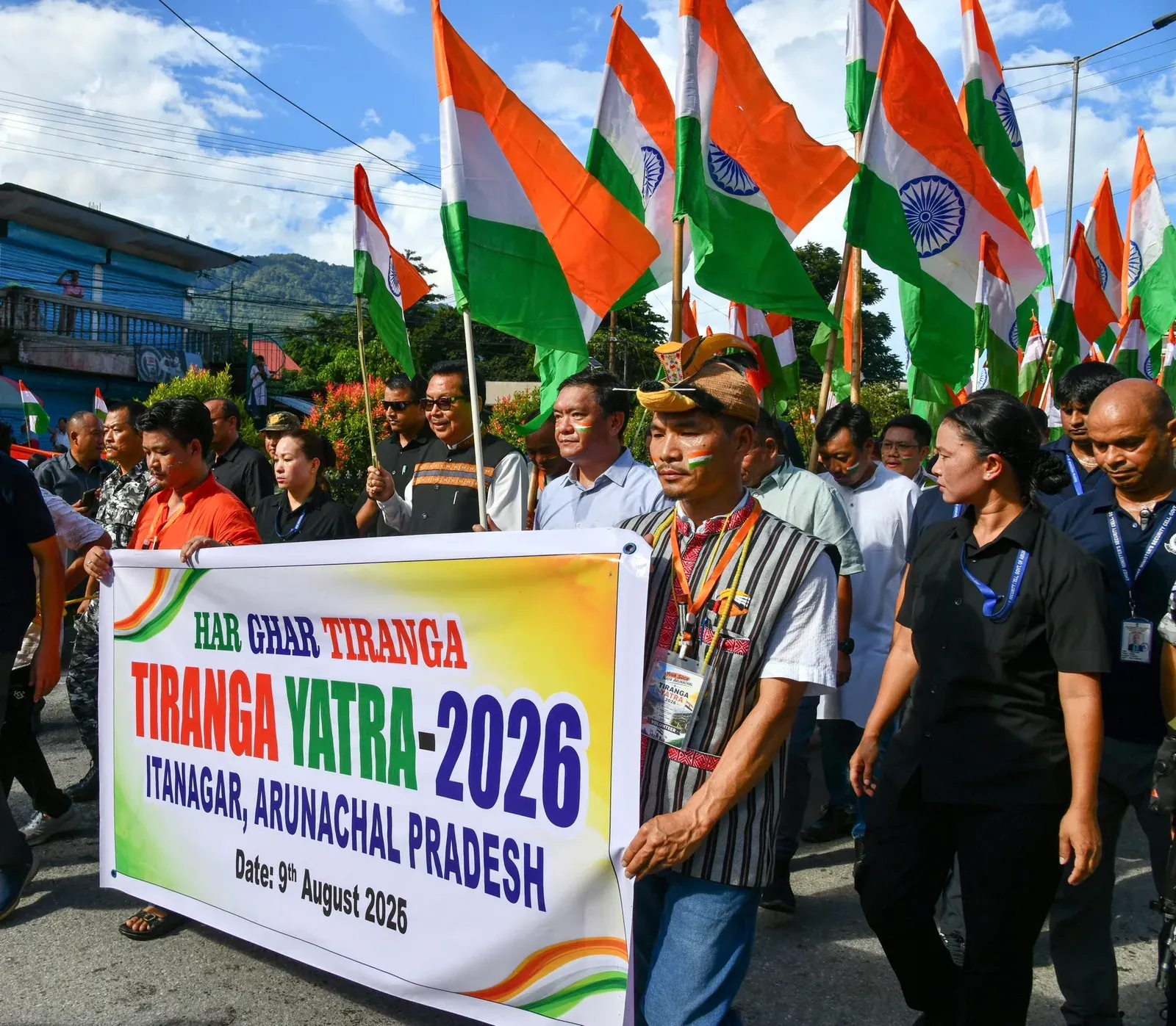 CM Pema Khandu leads Tiranga Yatra through Itanagar