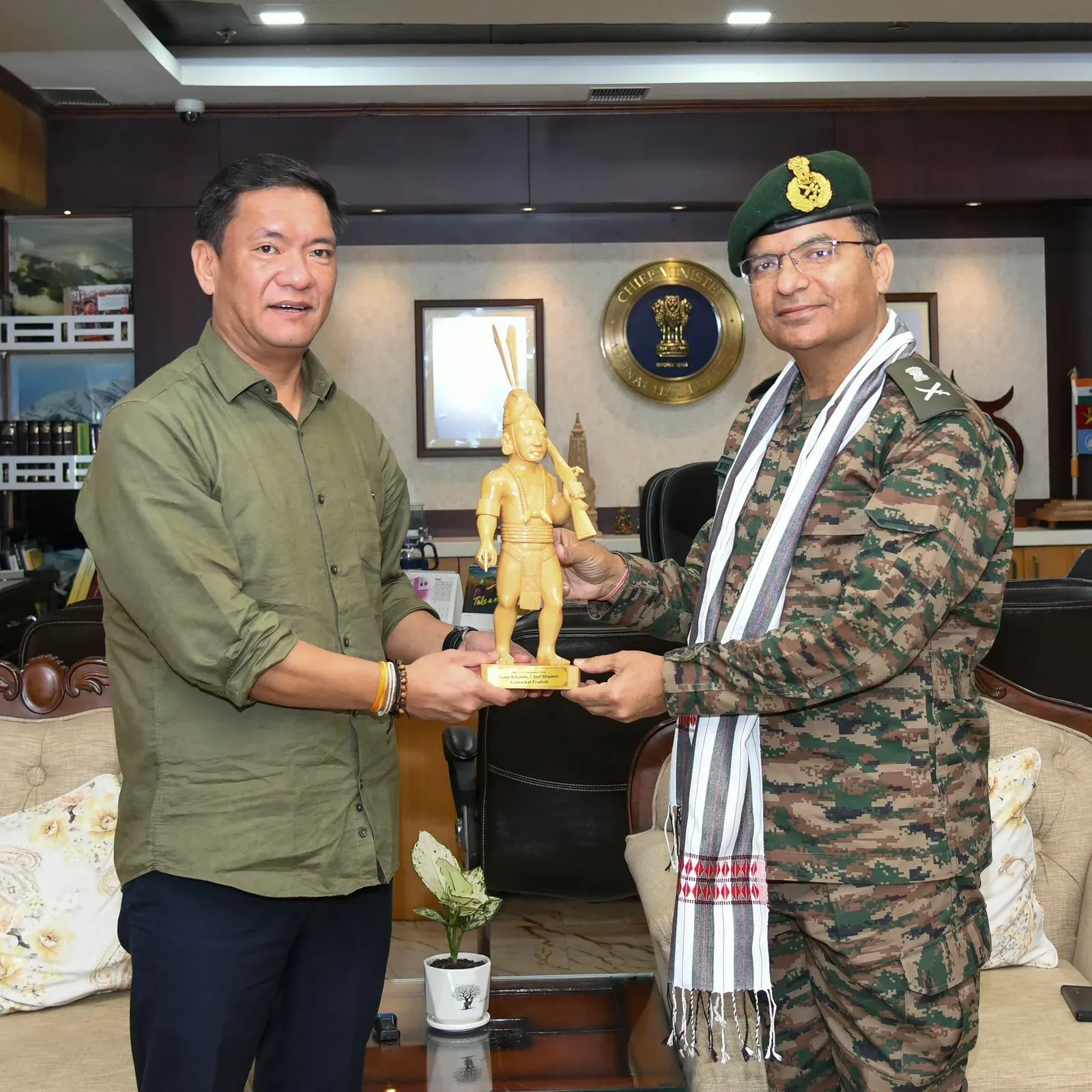 CM Pema Khandu Meets Army's GOC 101 Area in Itanagar