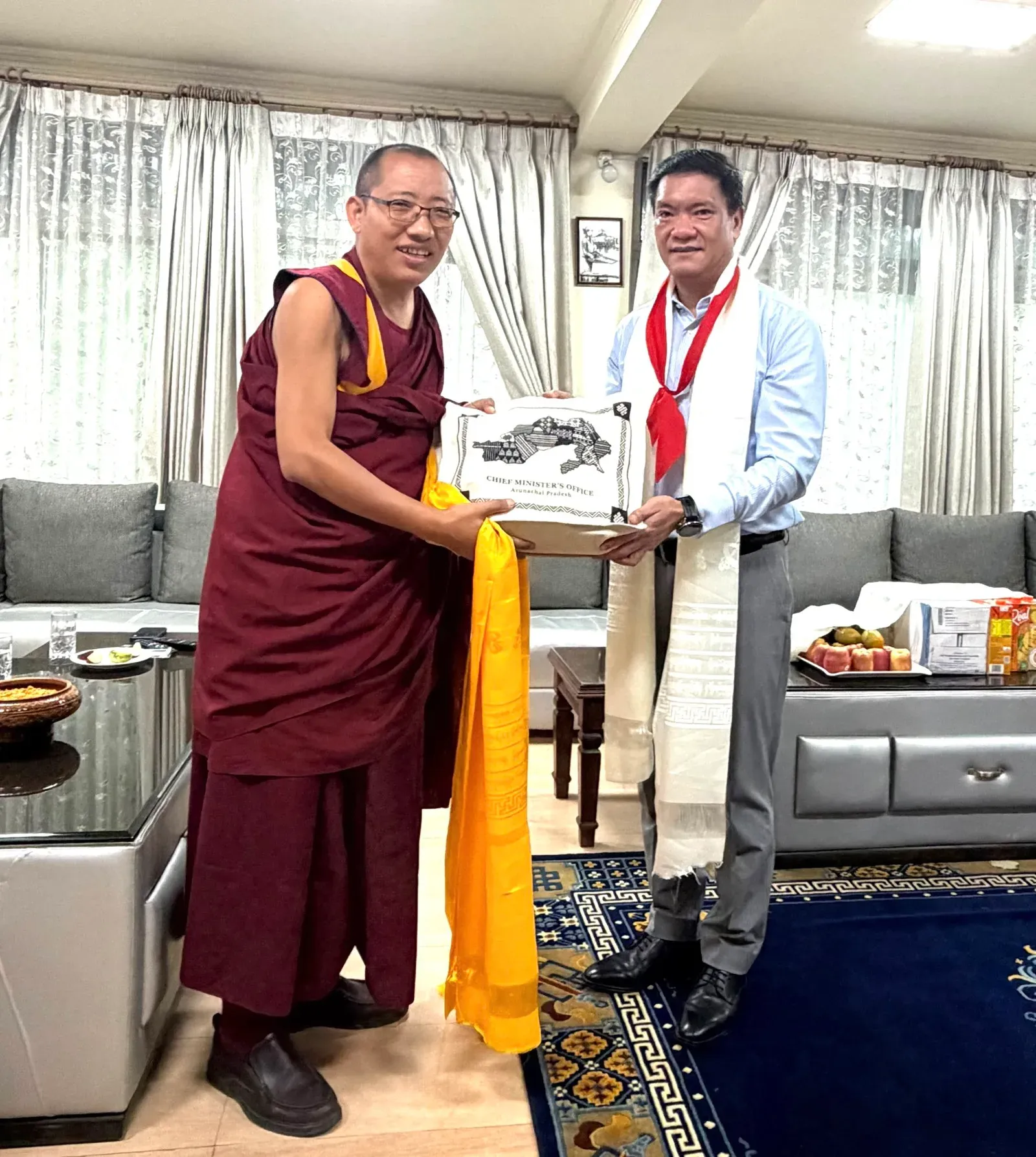 CM Pema Khandu Meets Tawang Monastery Abbot for New Gompa