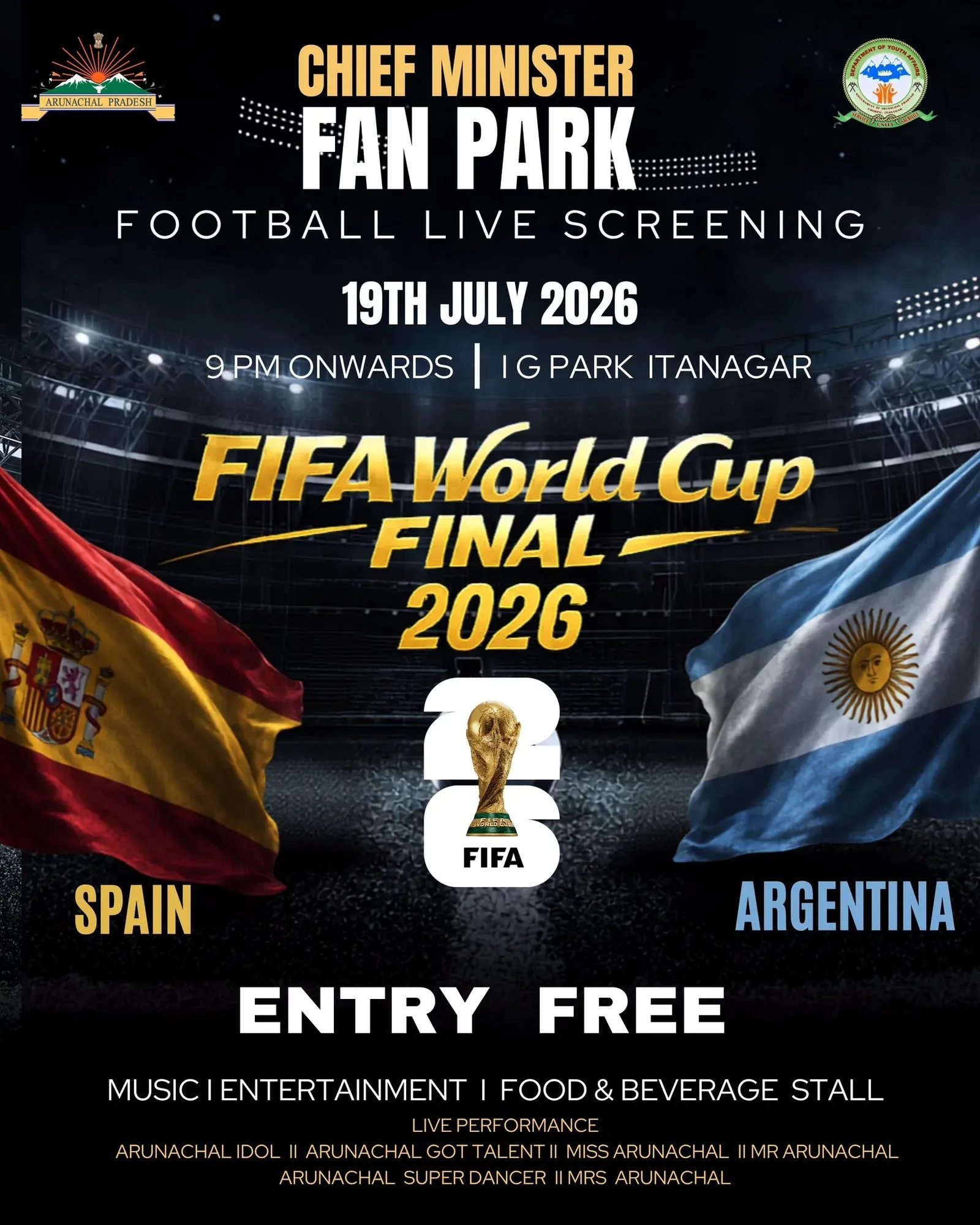 CM Pema Khandu Opens Free FIFA Final Fan Park in Itanagar