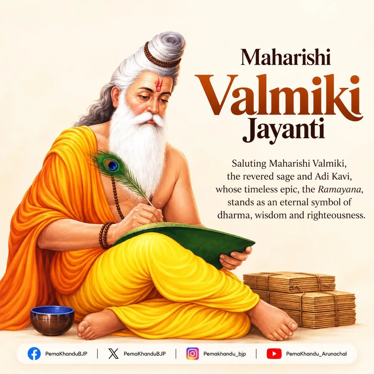 CM Pema Khandu pays tribute to Maharishi Valmiki on Jayanti