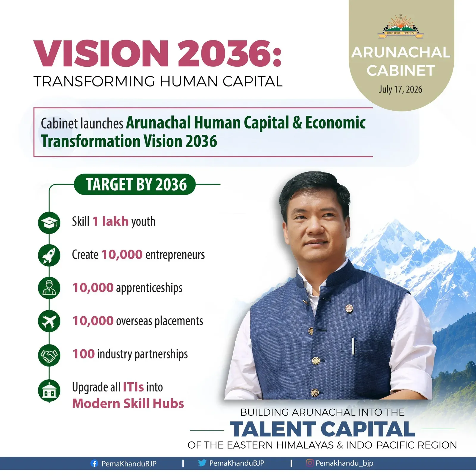 CM Pema Khandu Unveils Arunachal Vision 2036 Skilling Plan