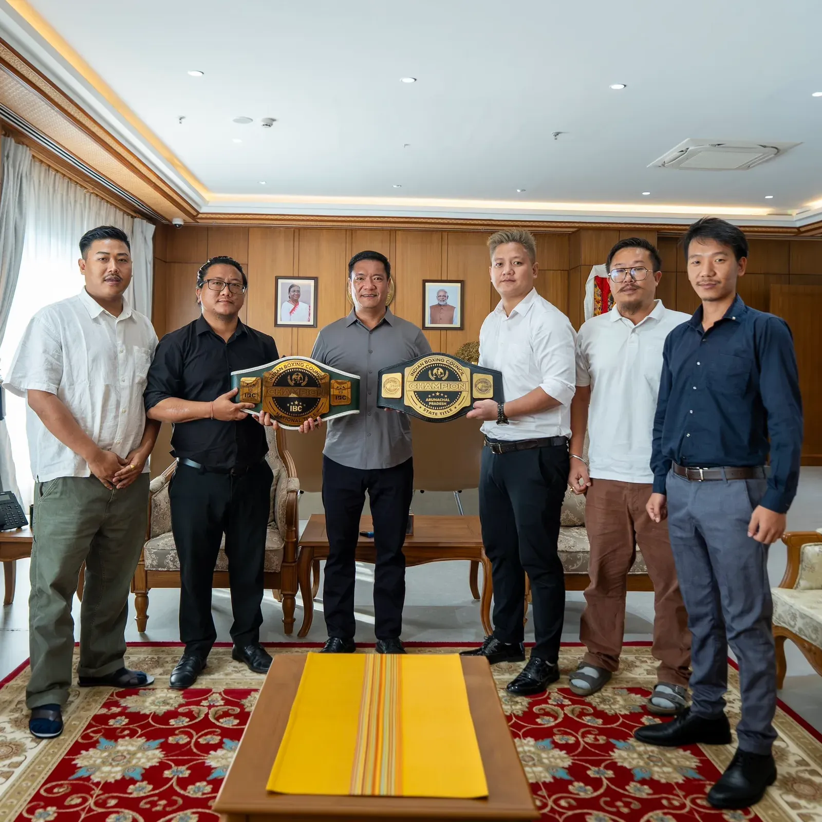 CM Pema Khandu unveils belts for Arunachal Pro Boxing Night