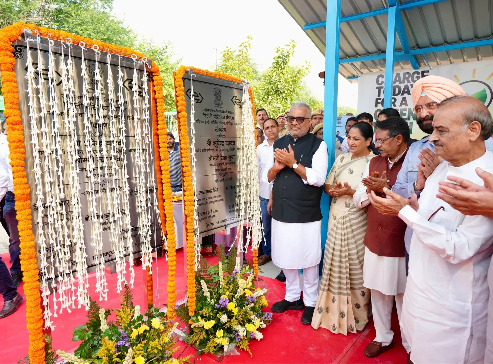 CM Rekha Gupta flags off 150 electric buses, launches EV charging hubs