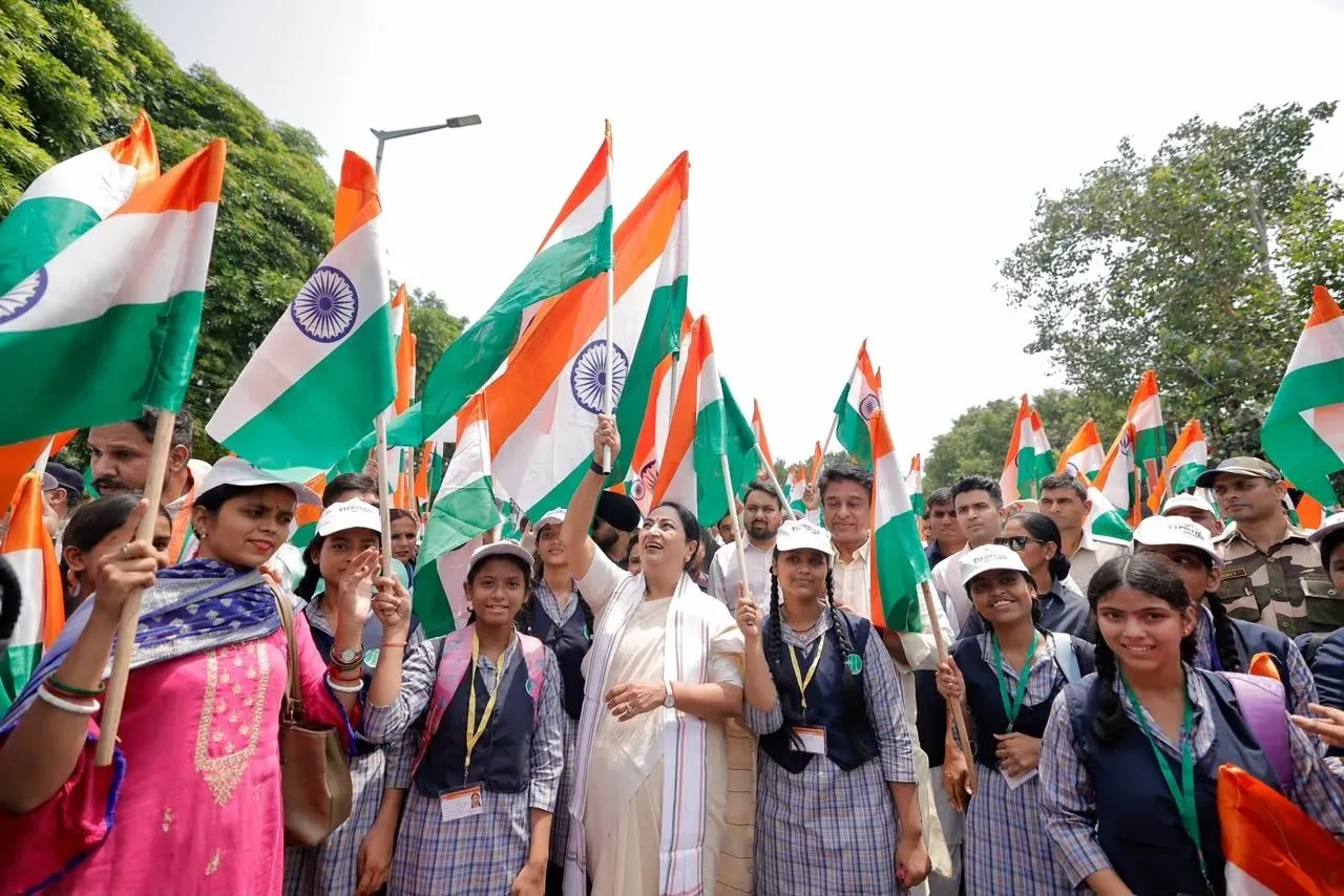CM Rekha Gupta joins NDMC Tiranga Padyatra at Connaught Place