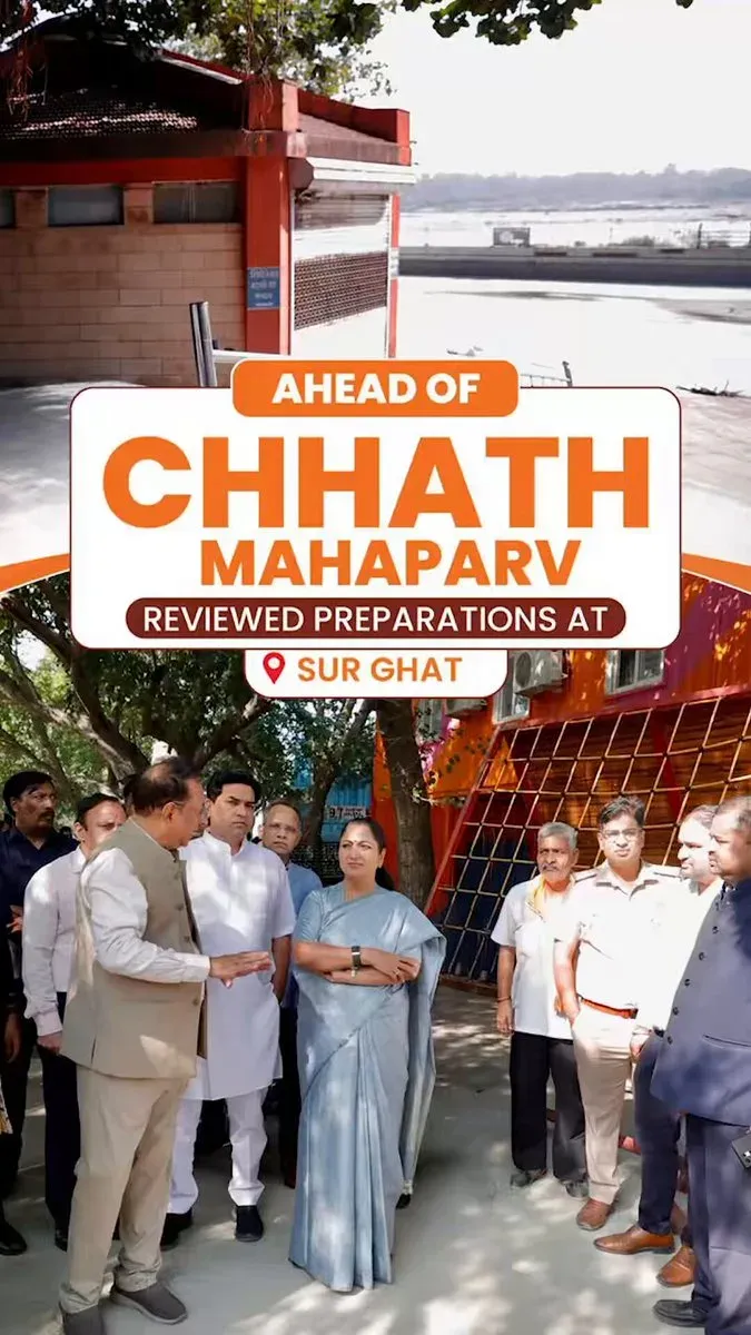 CM Rekha Gupta Reviews Chhath Prep at Sur Ghat