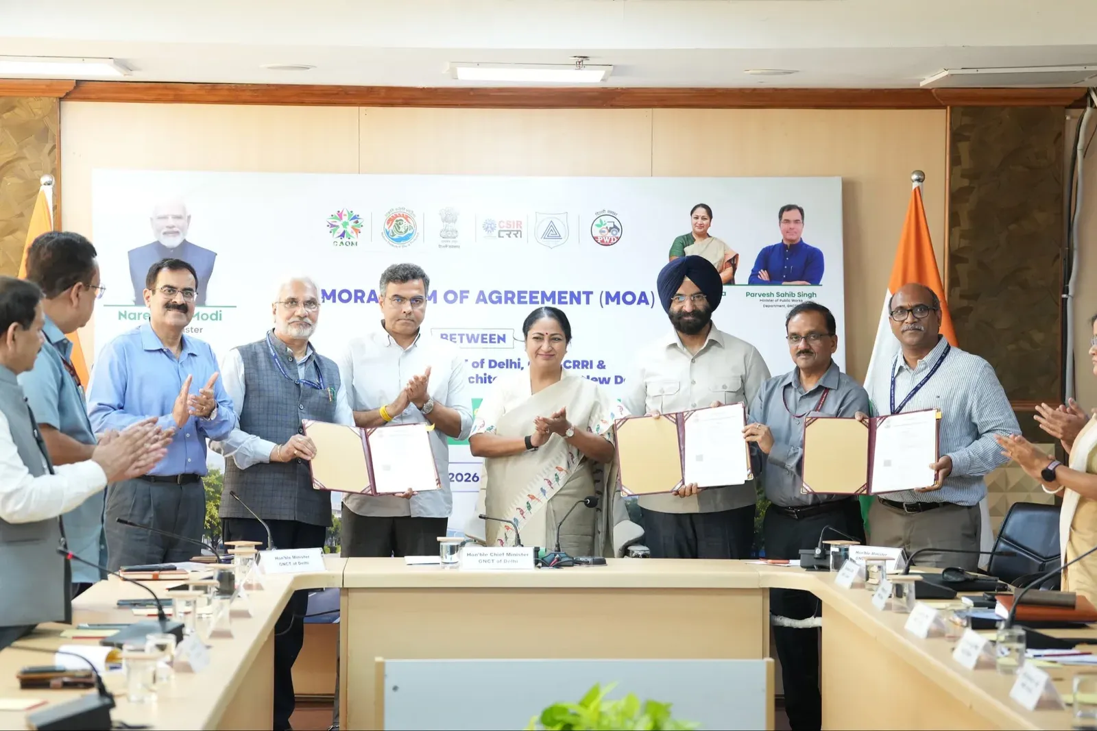 CM Rekha Gupta Signs MoA to Make Delhi Roads Dust-Free