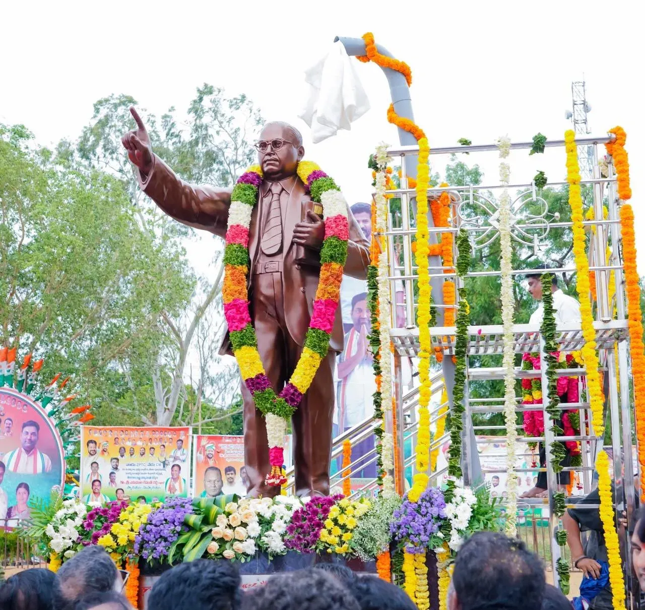 CM Revanth Reddy Unveils Ambedkar, Dyapa Gopal Reddy Statues in Midjil
