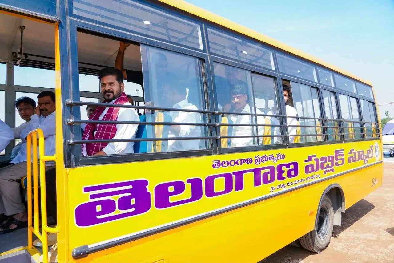 CM Revanth Reddy visits Telangana Public School, meets students