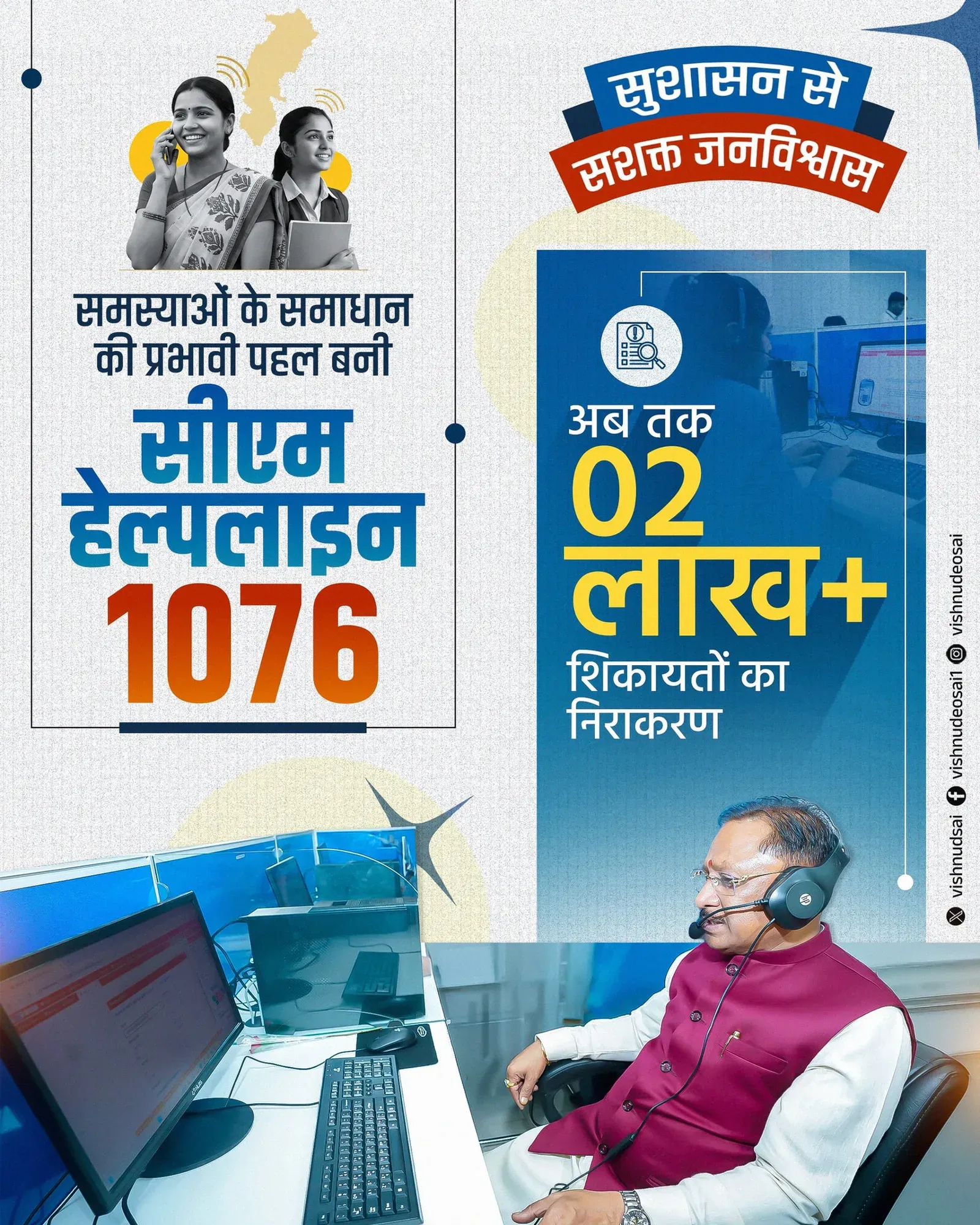 CM Sai: 2 Lakh Grievances Resolved via Helpline 1076