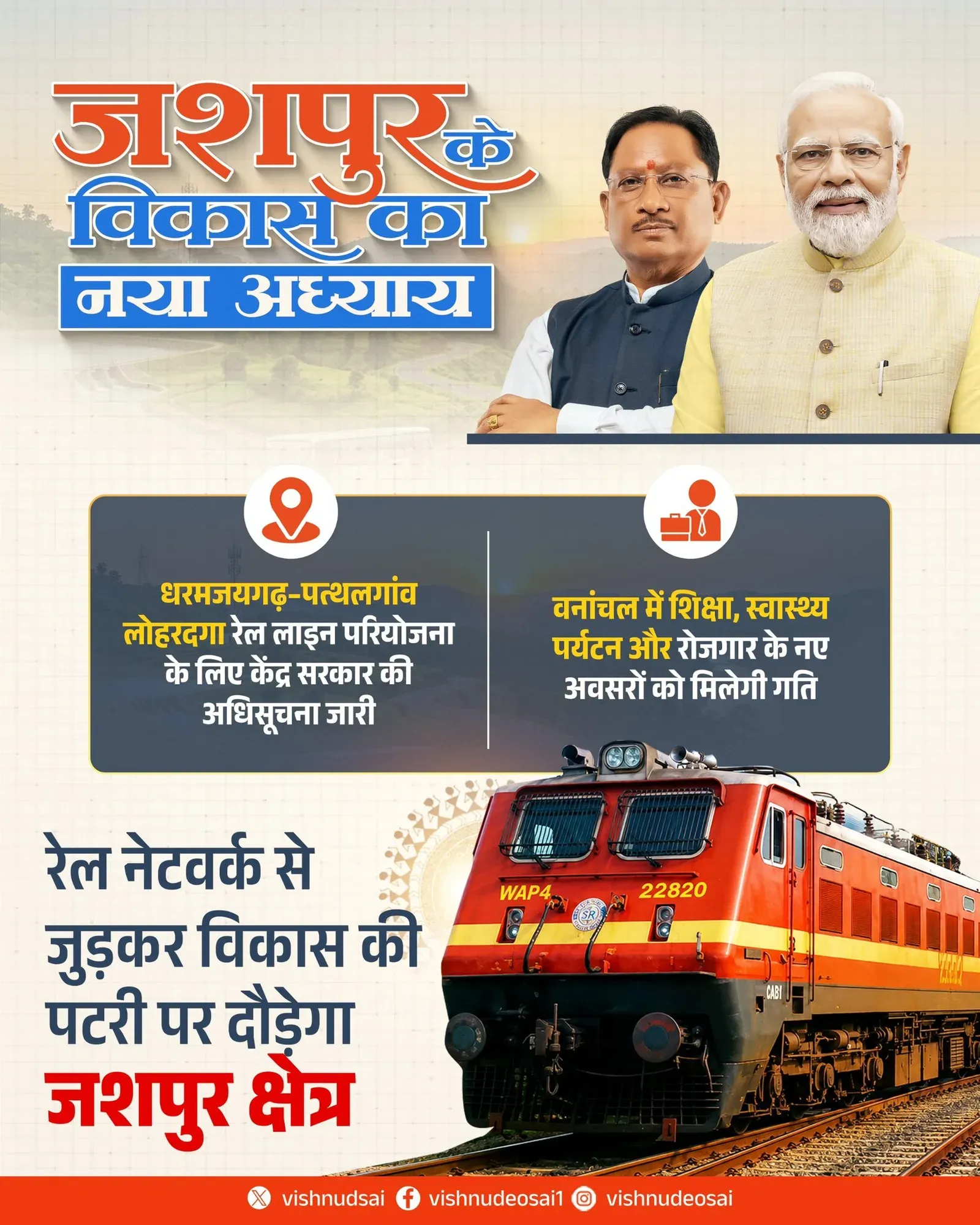 CM Sai Hails Rail Line Nod for Jashpur's Tribal Belt