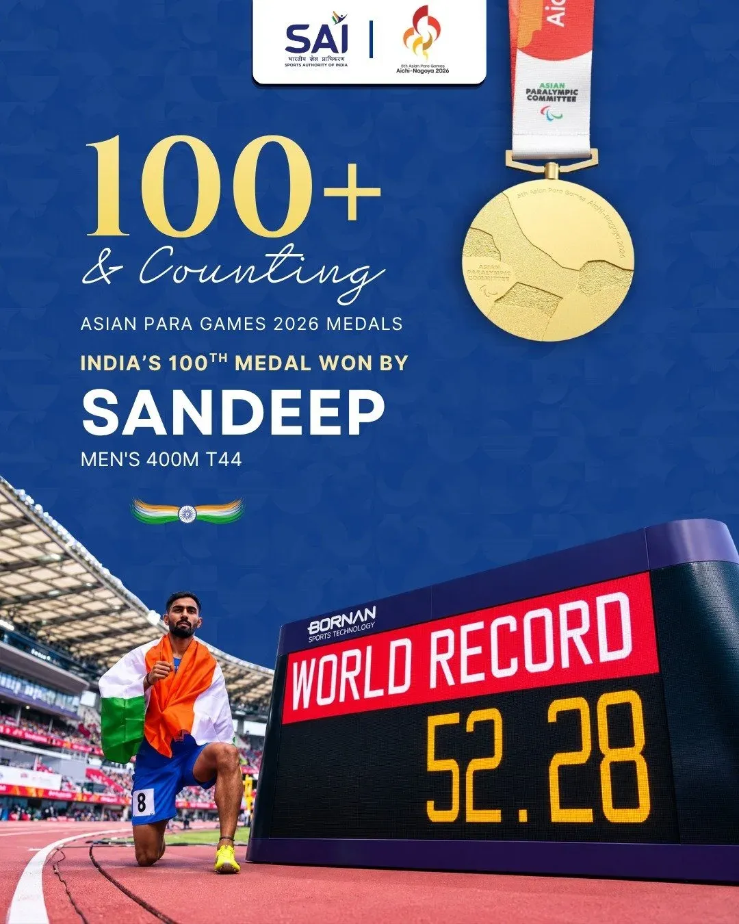 CM Sai hails Sandeep's world record gold at Asian Para Games 2026