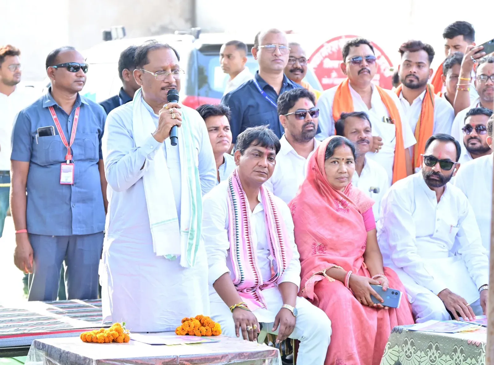 CM Sai holds Sushasan Tihar chopal in Mahasamund village