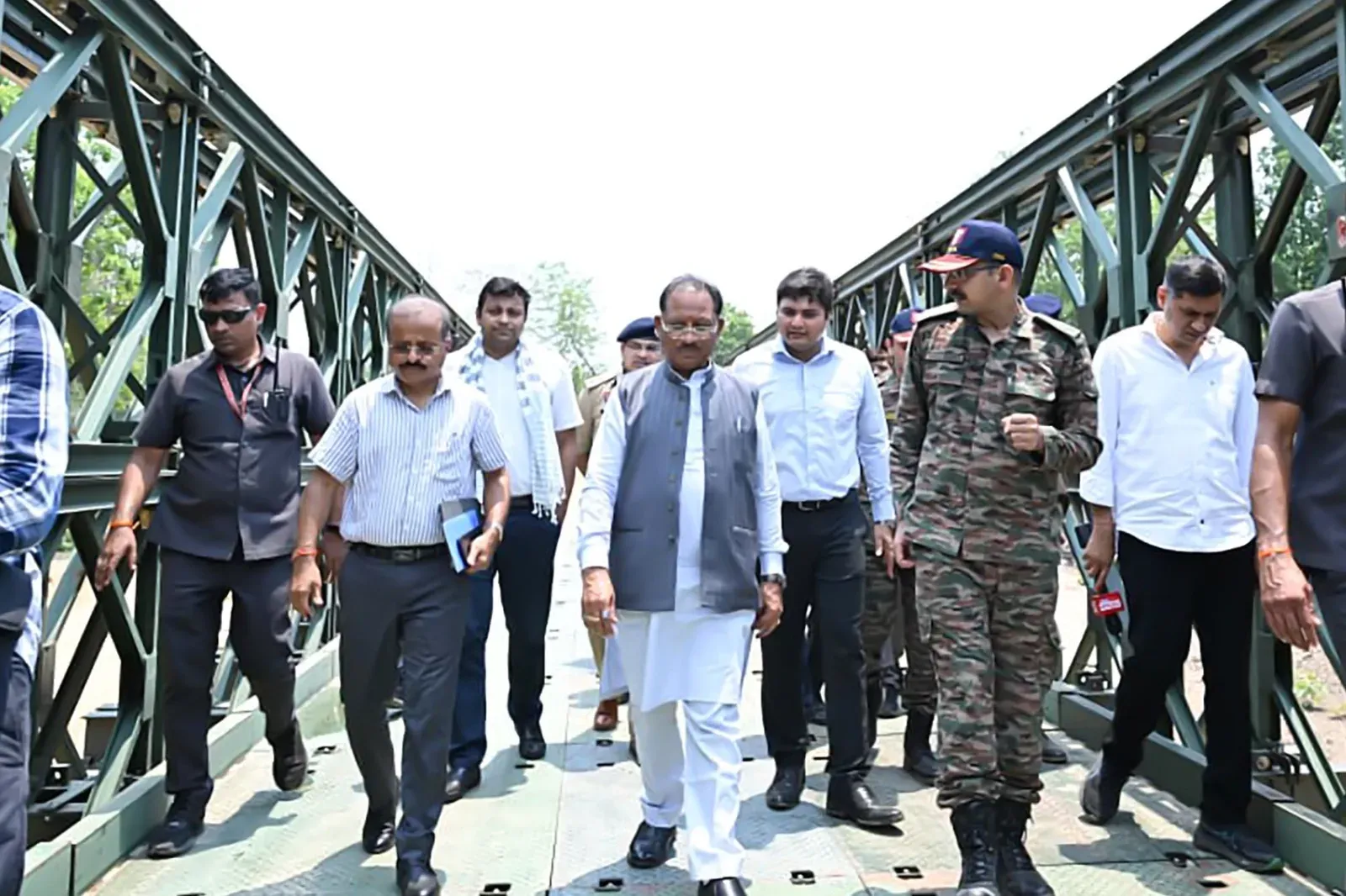 CM Sai Inspects Bailey Bridge in Bijapur During Sushasan Tihar