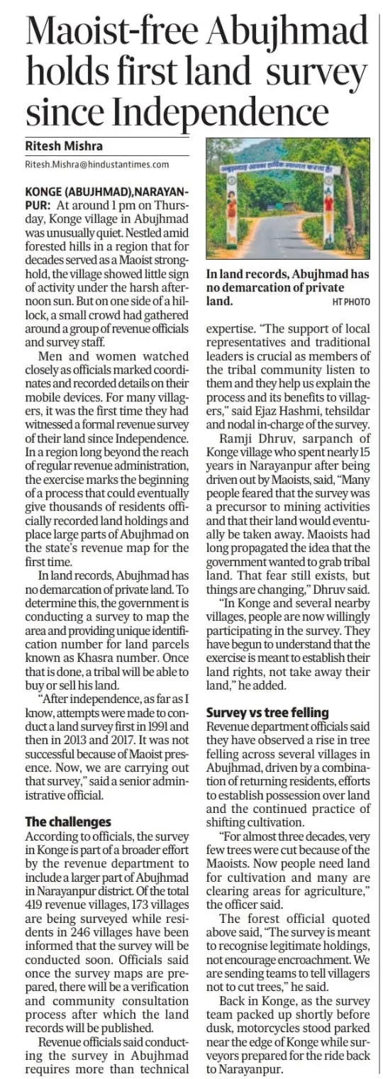 CM Sai: Land Surveys Begin in Abujhmad for First Time