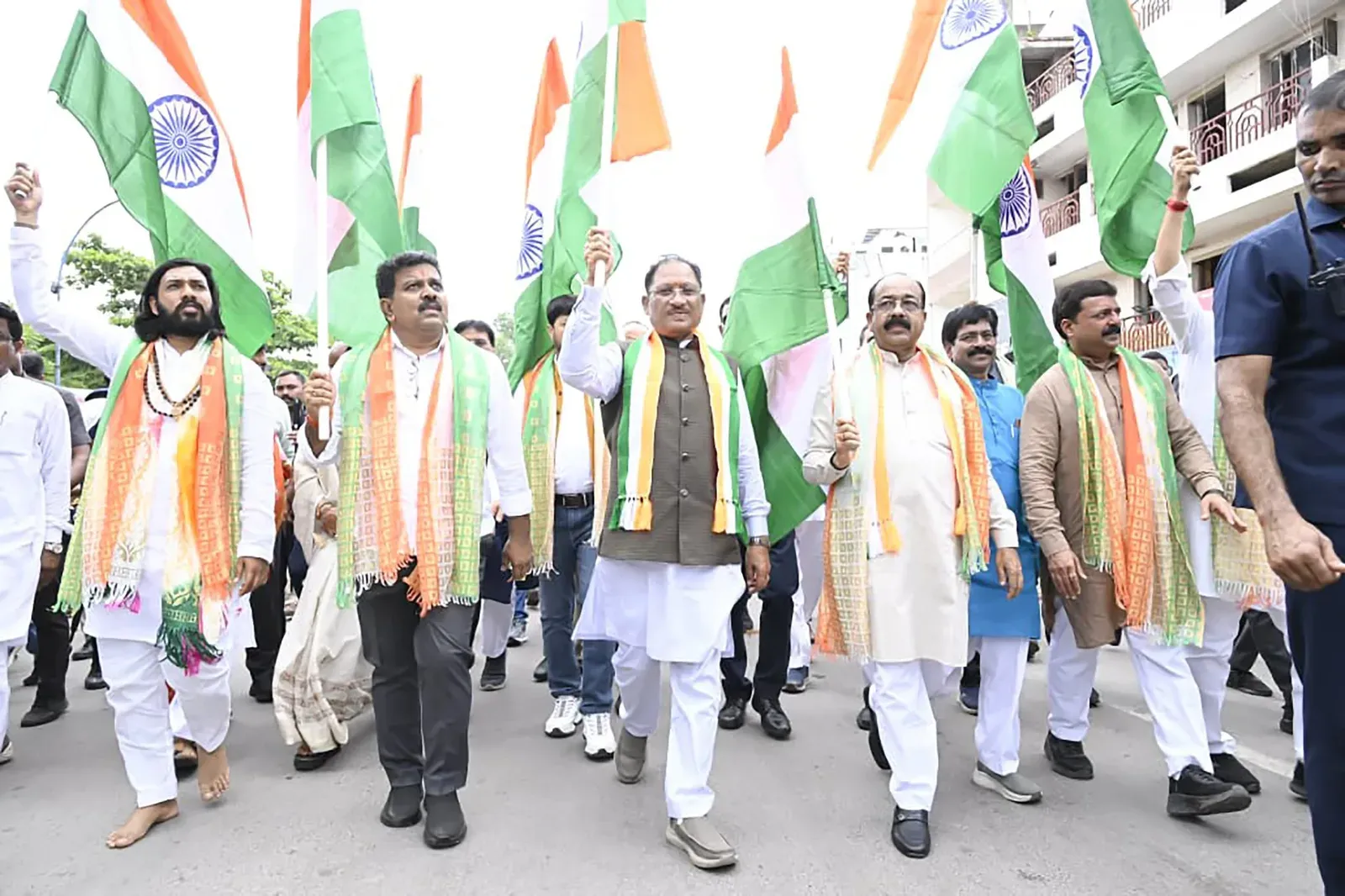 CM Sai Leads Tiranga Yatra Across Raipur Stadiums