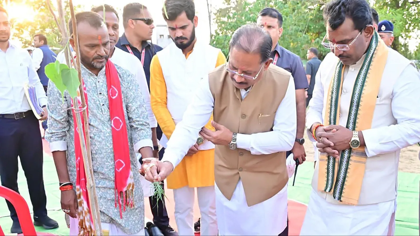 CM Sai Plants Peepal Sapling Under 'Ek Ped Maa Ke Naam' Drive