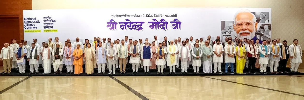 CM Saini Greets PM Modi at NDA Meet in New Delhi