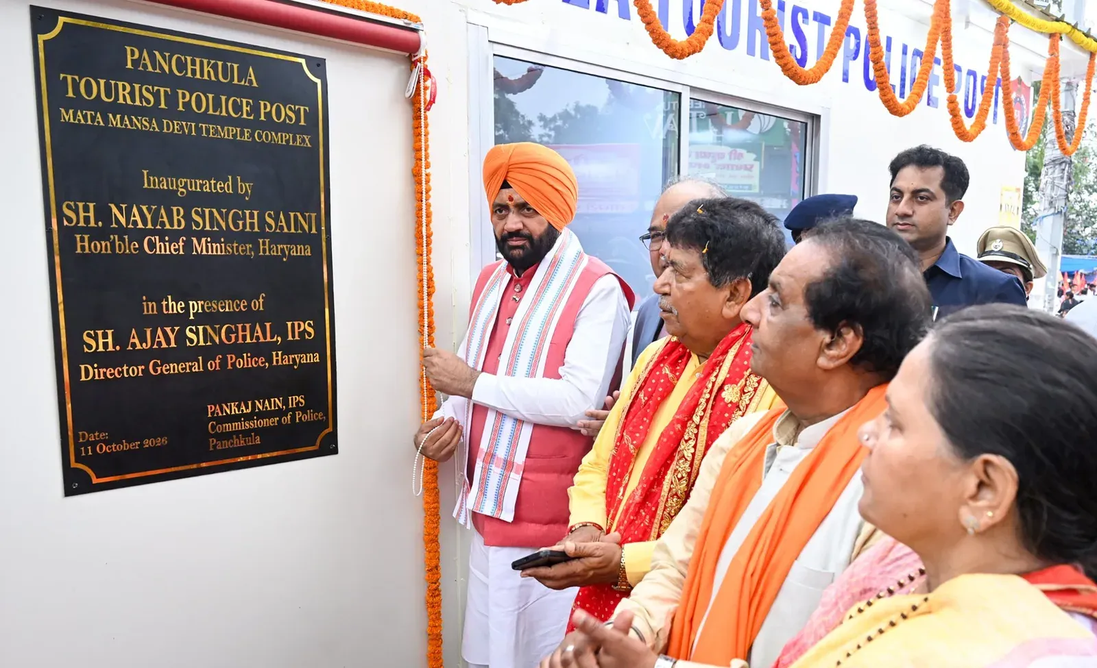CM Saini Inaugurates Tourist Police Post at Mata Mansa Devi Temple