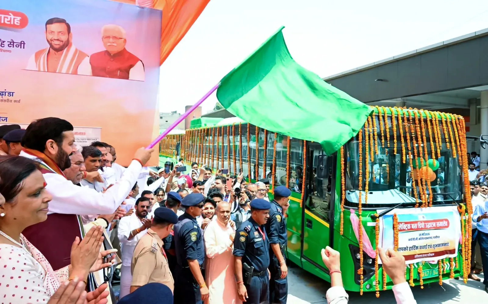 CM Saini Launches 80 Electric Buses, New Depot in Panipat