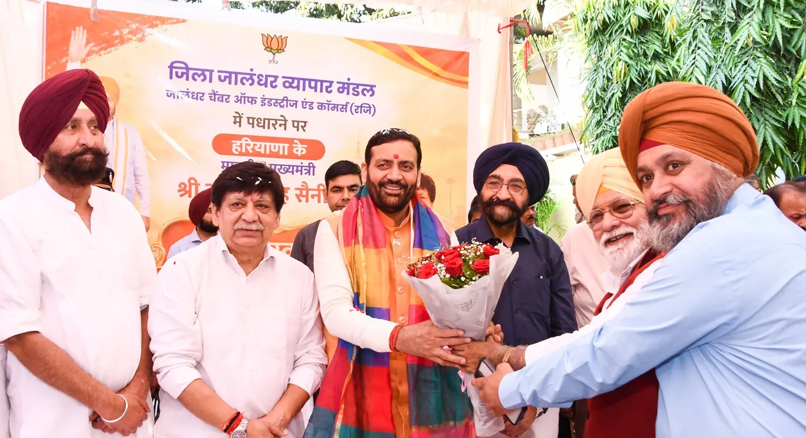 CM Saini Meets Jalandhar Traders, Targets AAP's Punjab Record