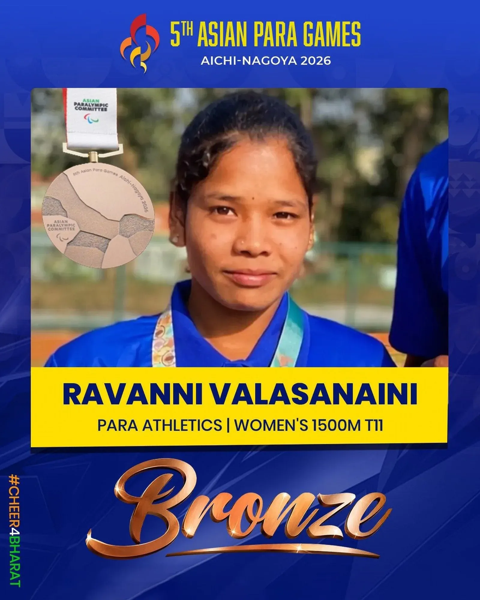 CM Saini Salutes Ravanni Valasanaini's Bronze at Asian Para Games 2026