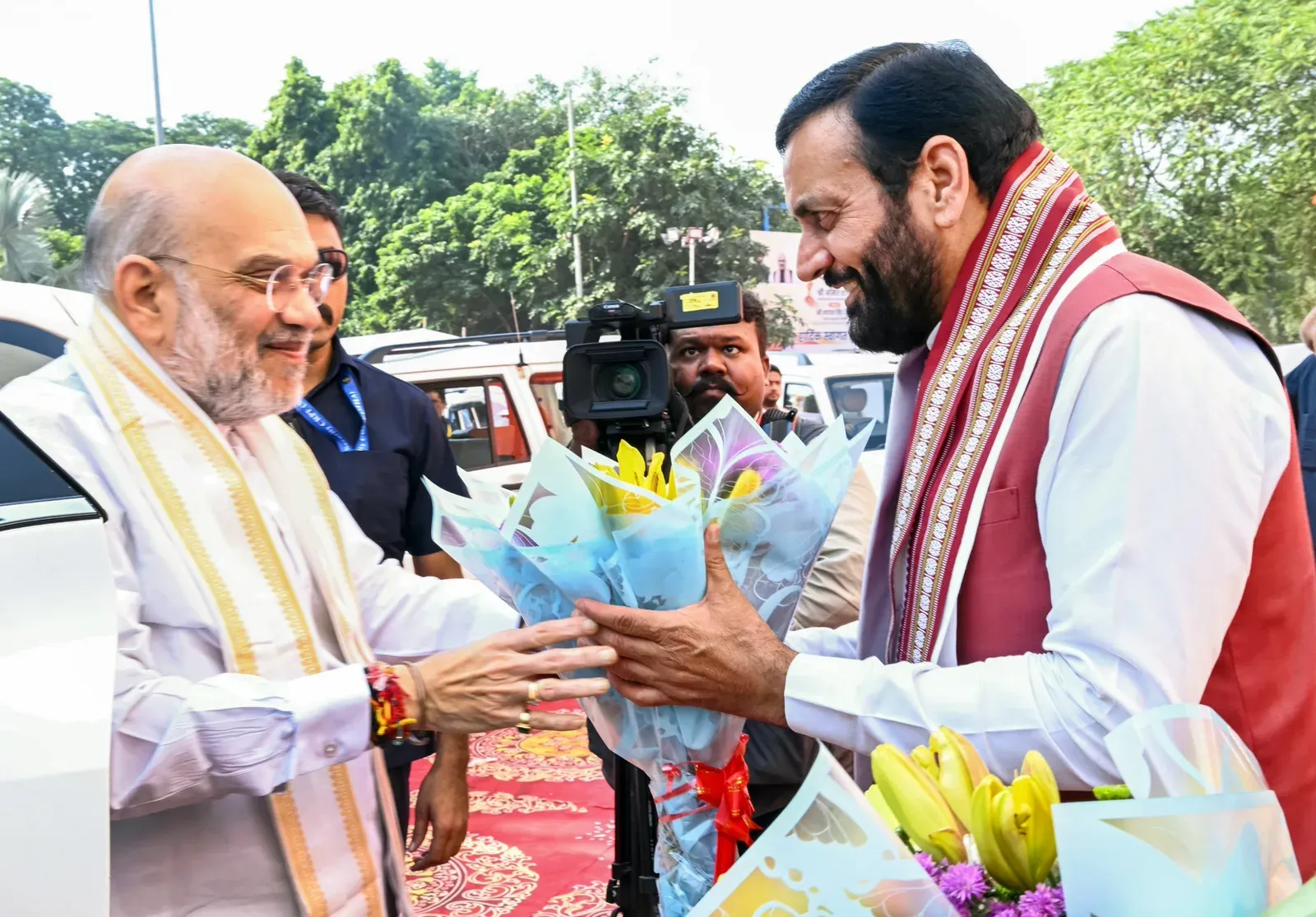 CM Saini Welcomes Amit Shah to Haryana on #25YearsOfSeva
