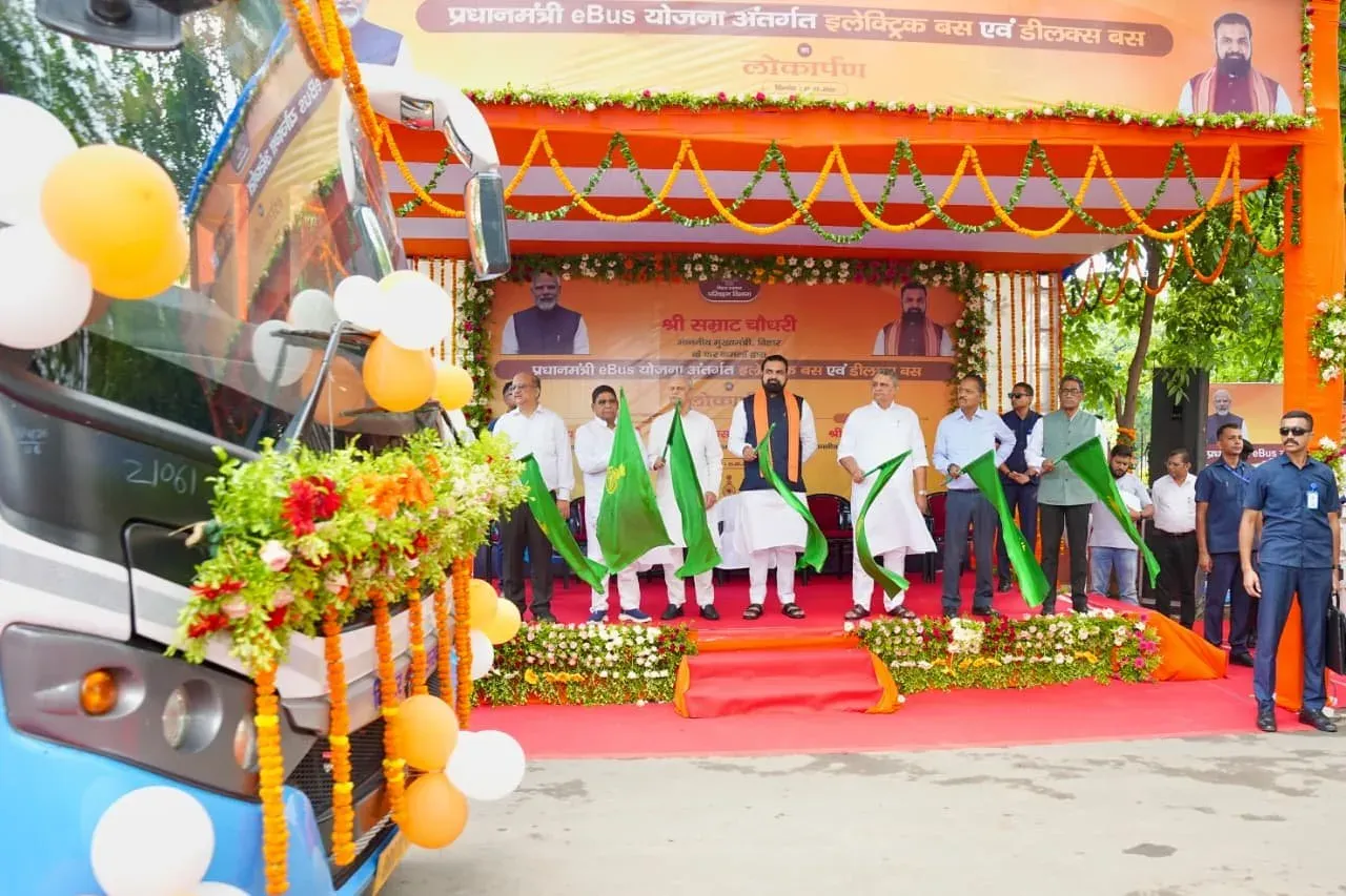 CM Samrat Choudhary flags off e-buses under PM E-Bus Seva in Bihar