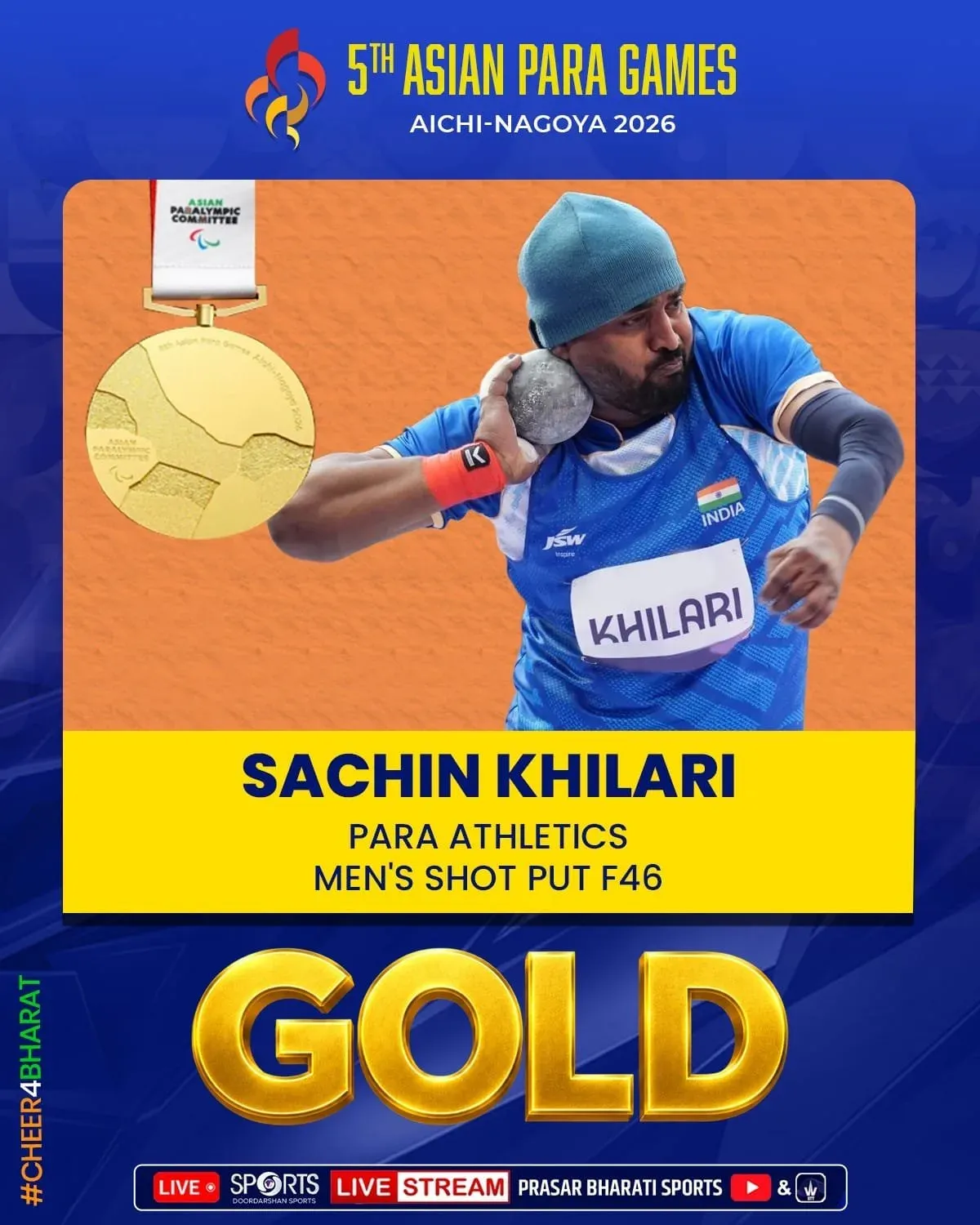 CM Samrat Choudhary hails India's 1-2-3 sweep in Para Games shot put