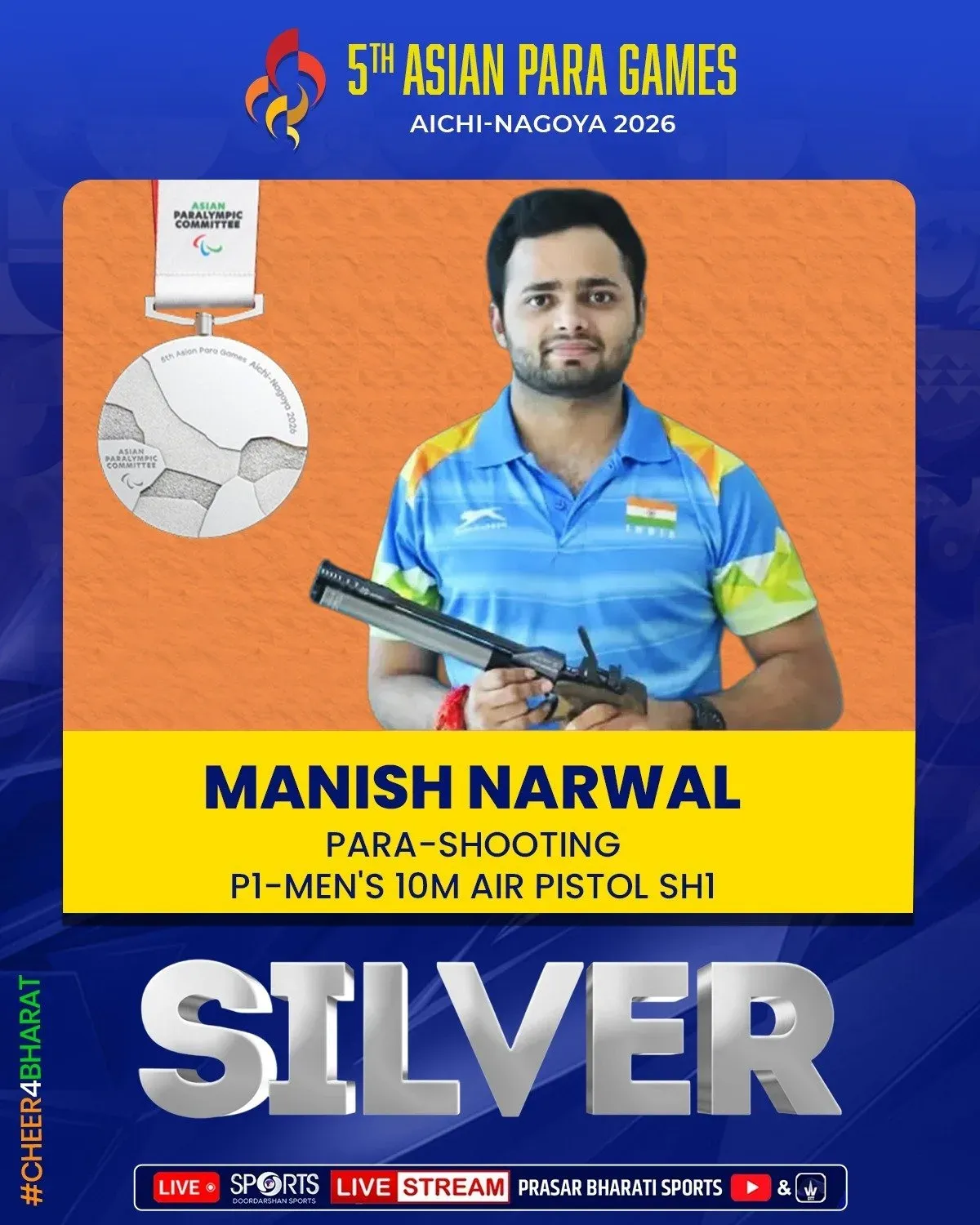 CM Samrat Choudhary Hails Narwal, Malik Silver Medals at Asian Para Games 2026