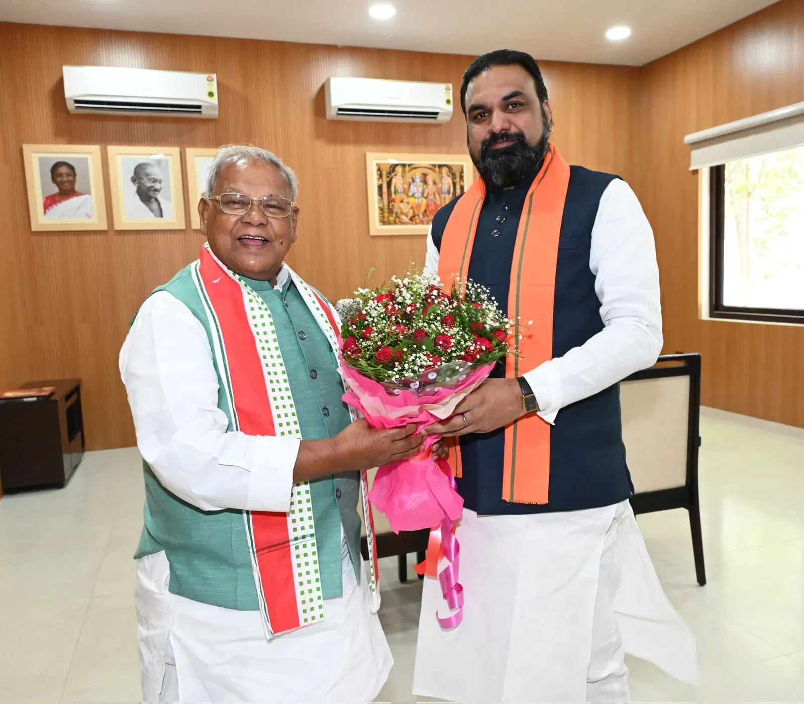 CM Samrat Choudhary Meets Union Minister Manjhi at Loksevak Awas