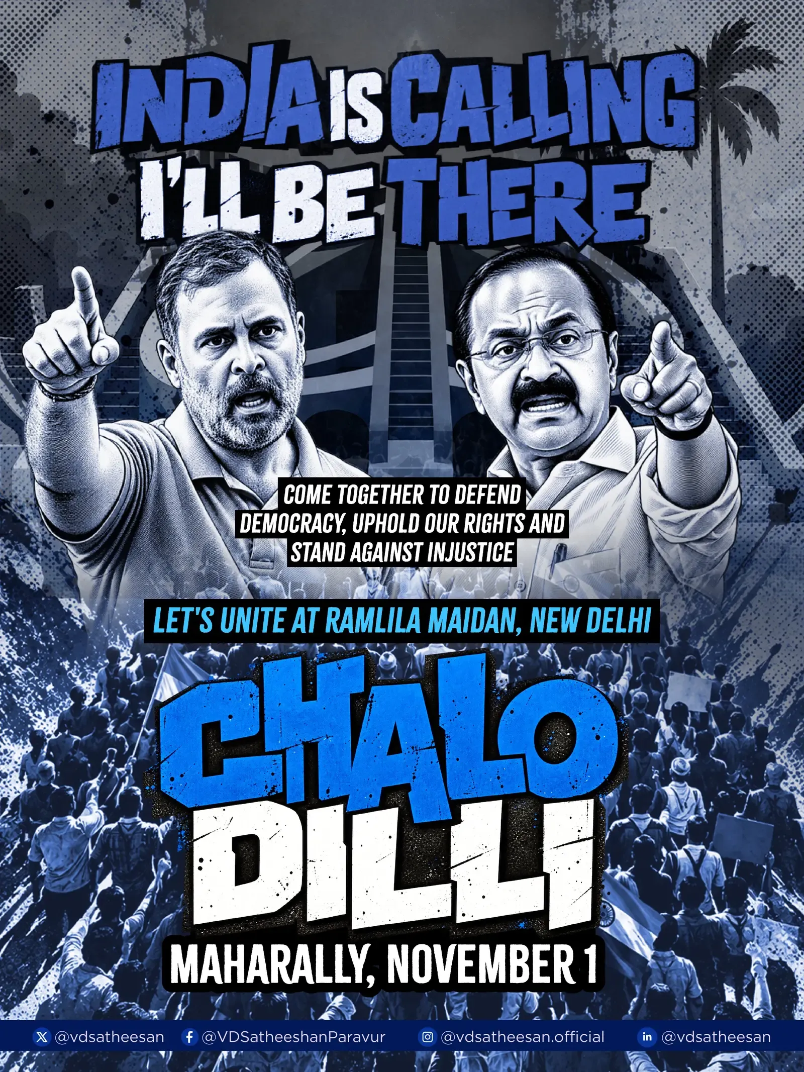 INDIA bloc Delhi rally: Kerala CM Satheesan joins 'Chalo Dilli' on November 1