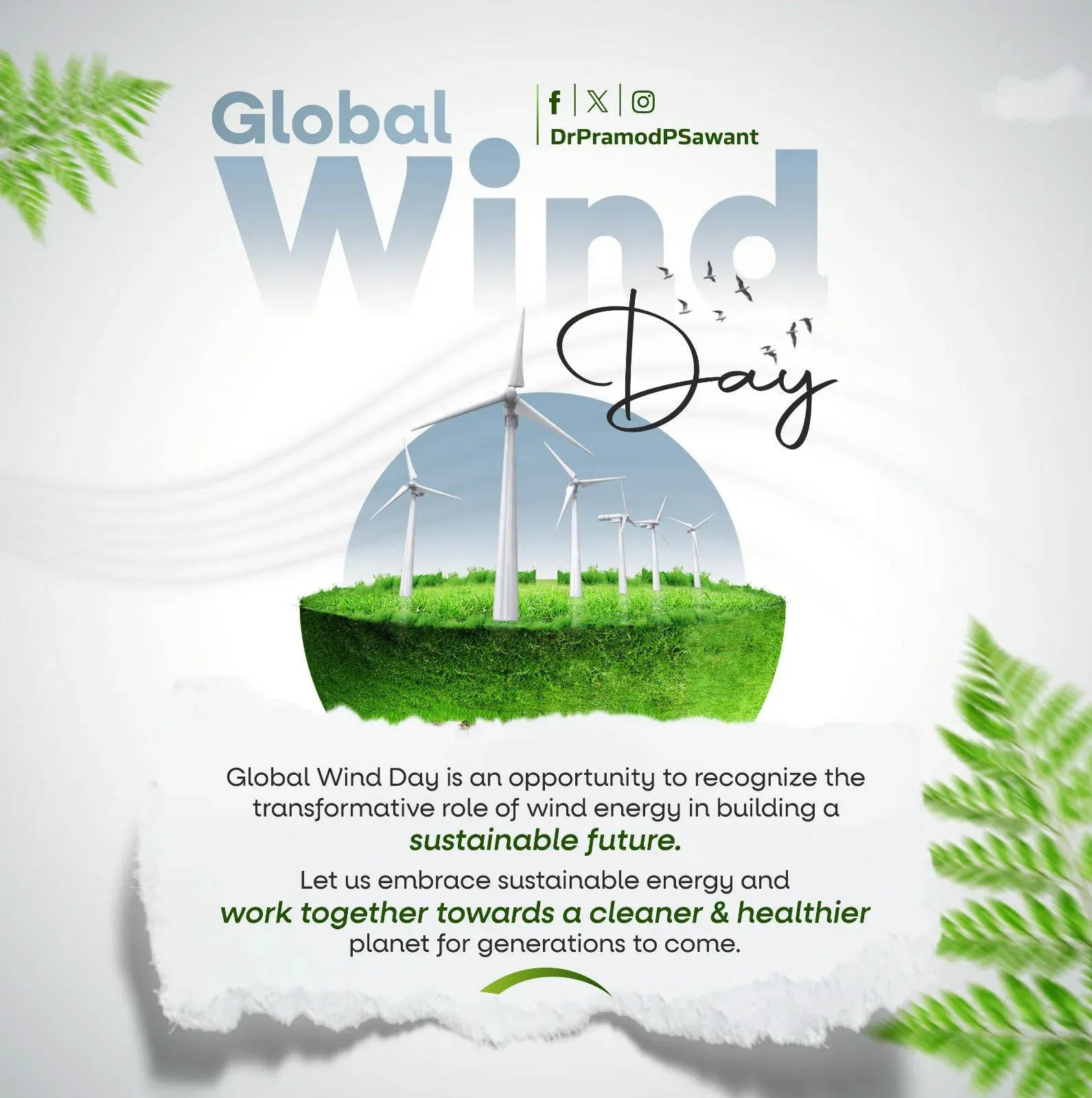 CM Sawant Backs Wind Energy on Global Wind Day