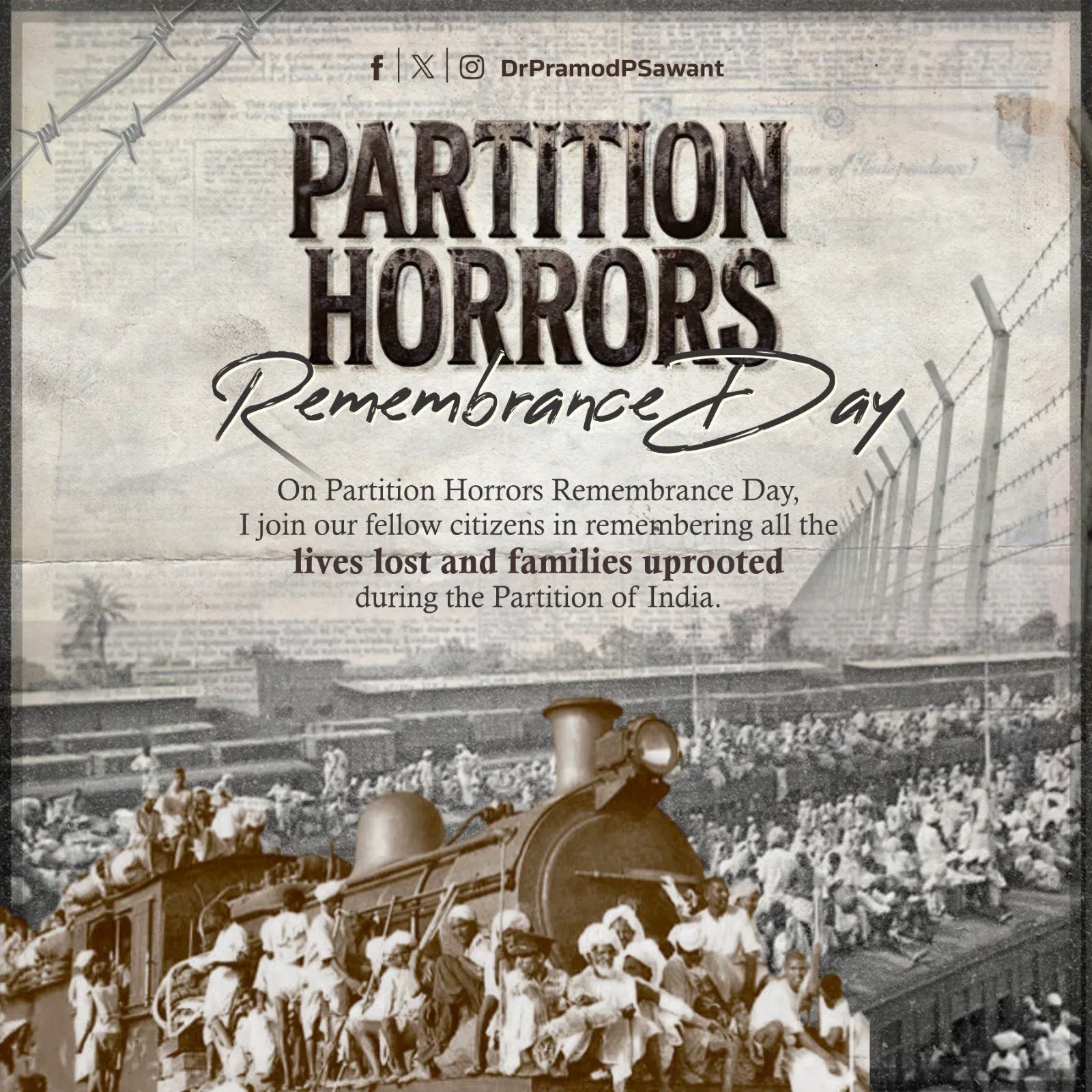 CM Sawant Marks Partition Horrors Remembrance Day