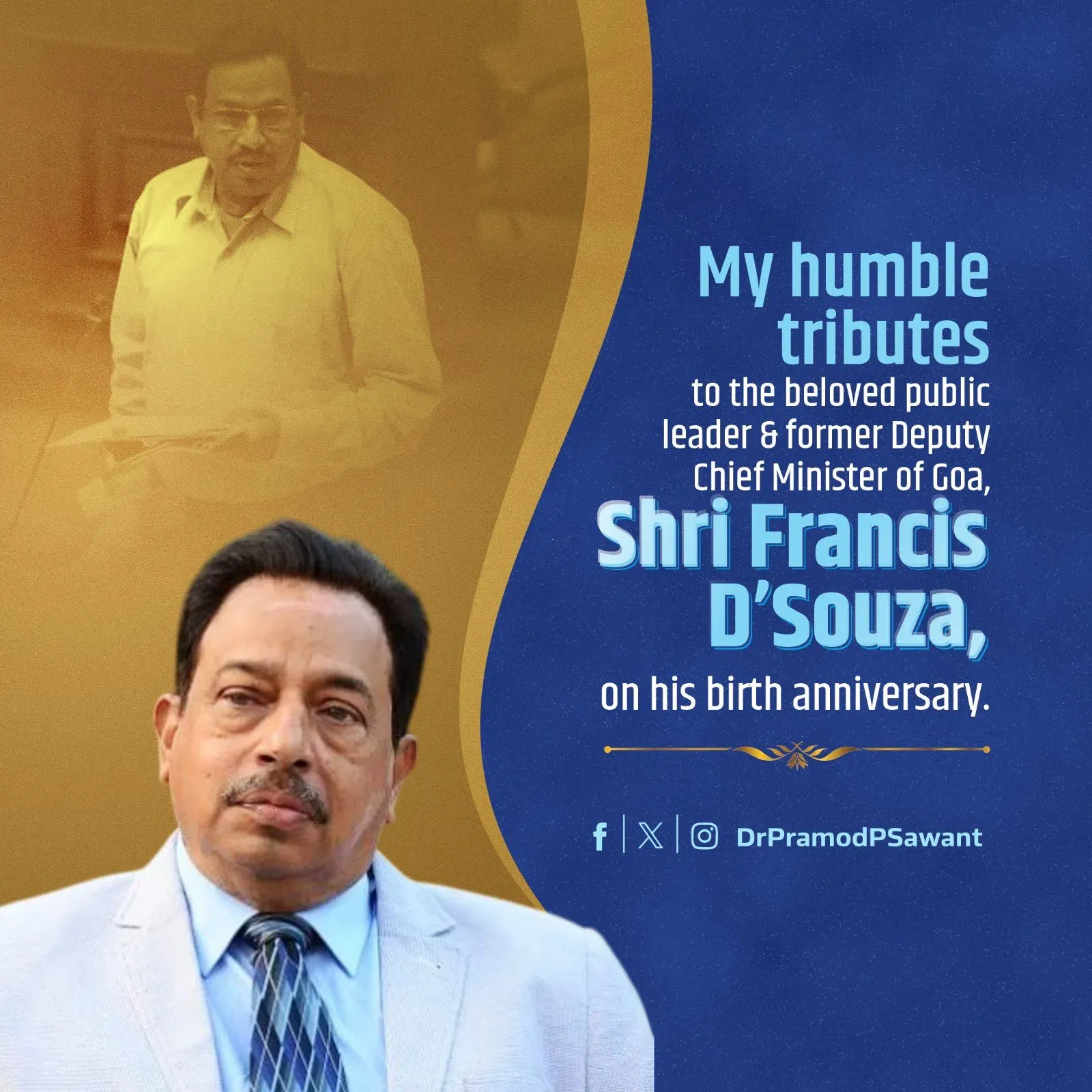 CM Sawant pays tribute to Francis D'Souza on birth anniversary