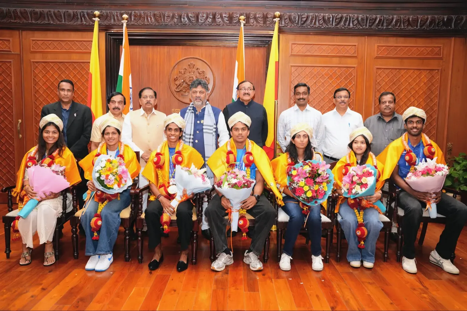Karnataka Asian Games 2026 medallists felicitated; cash awards hiked to ₹1 crore for gold