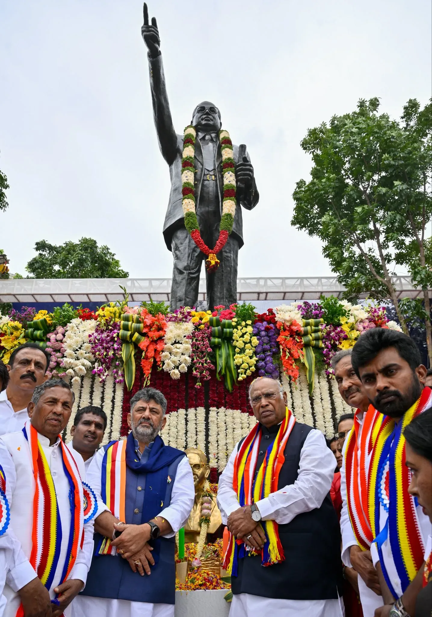 CM Shivakumar, Kharge Unveil Ambedkar Bronze Statue in Bengaluru Rural